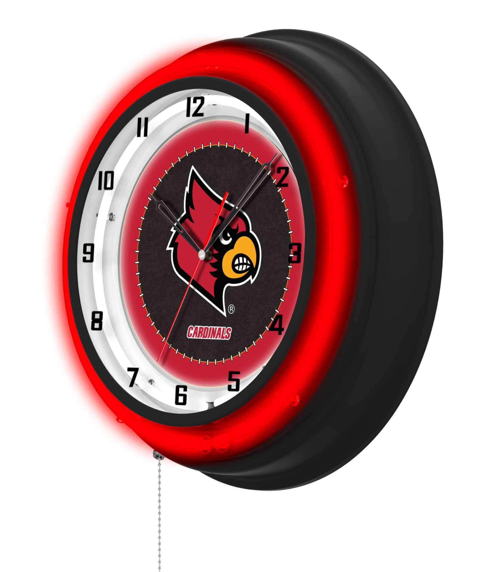 University of Louisville 19-Inch Neon Logo Clock in Black 2 University of Louisville 19-Inch Neon Logo Clock in Black - Image 2