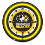 Michigan Tech University 19-Inch Neon Logo Clock in Black