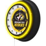 Michigan Tech University 19-Inch Neon Logo Clock in Black