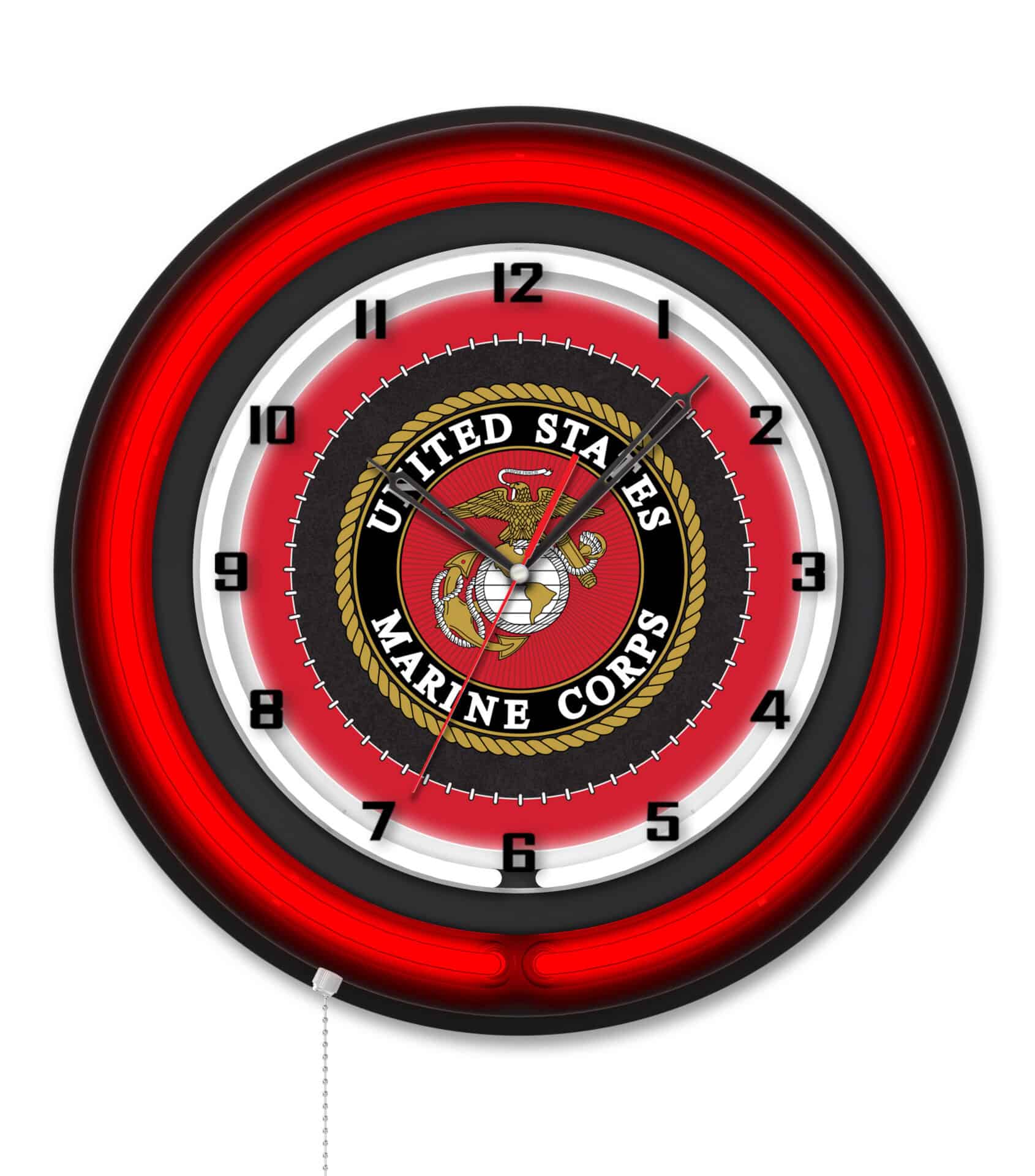 United States Marine Corps 19-Inch Double Neon Wall Clock in Black 1 United States Marine Corps 19-Inch Double Neon Wall Clock in Black