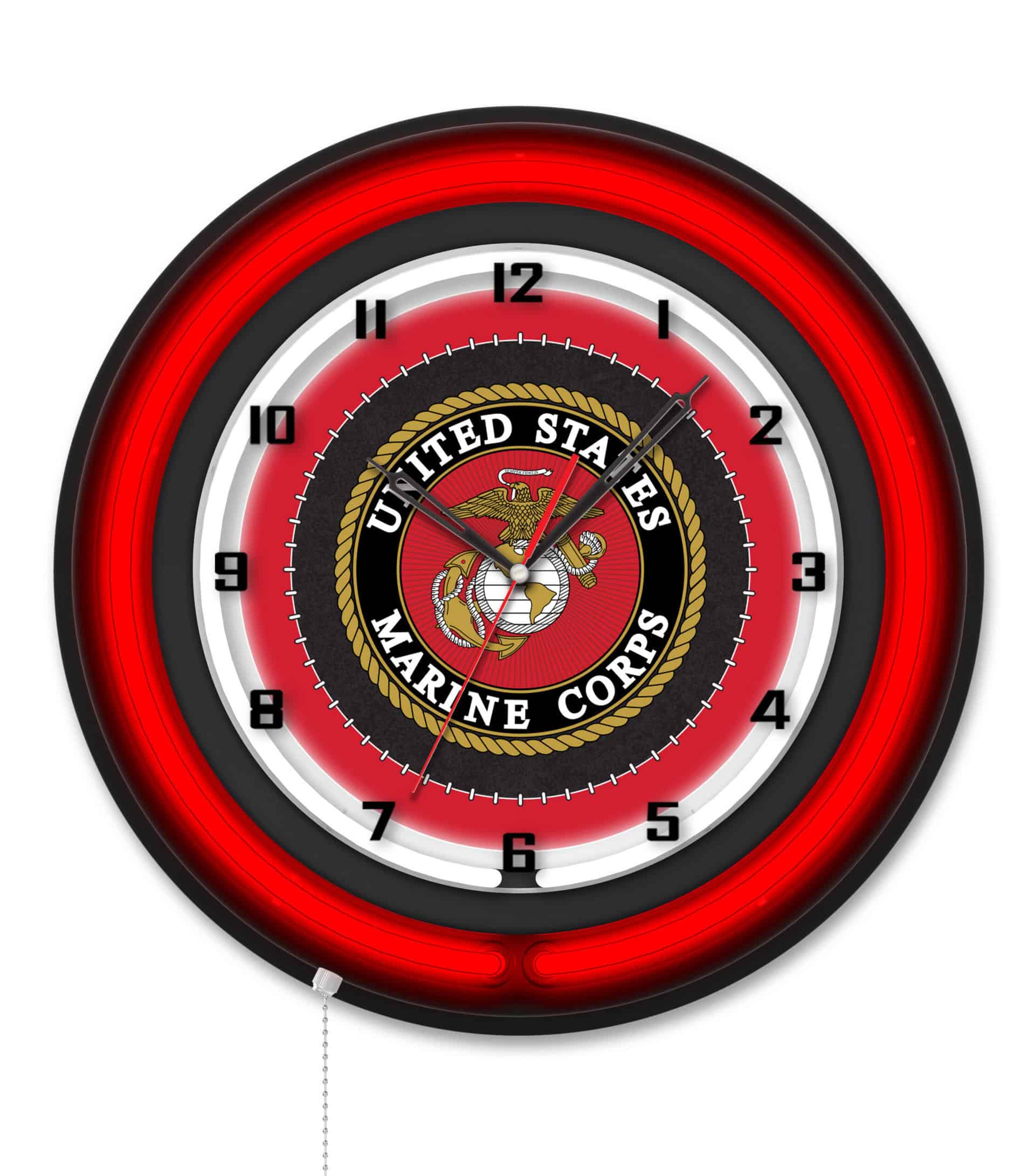 United States Marine Corps 19-Inch Double Neon Wall Clock in Black 6 United States Marine Corps 19-Inch Double Neon Wall Clock in Black