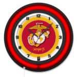 United States Marine Corps (Red/Yellow) 19-Inch Double Neon Wall Clock in Black 6 United States Marine Corps (Red/Yellow) 19-Inch Double Neon Wall Clock in Black
