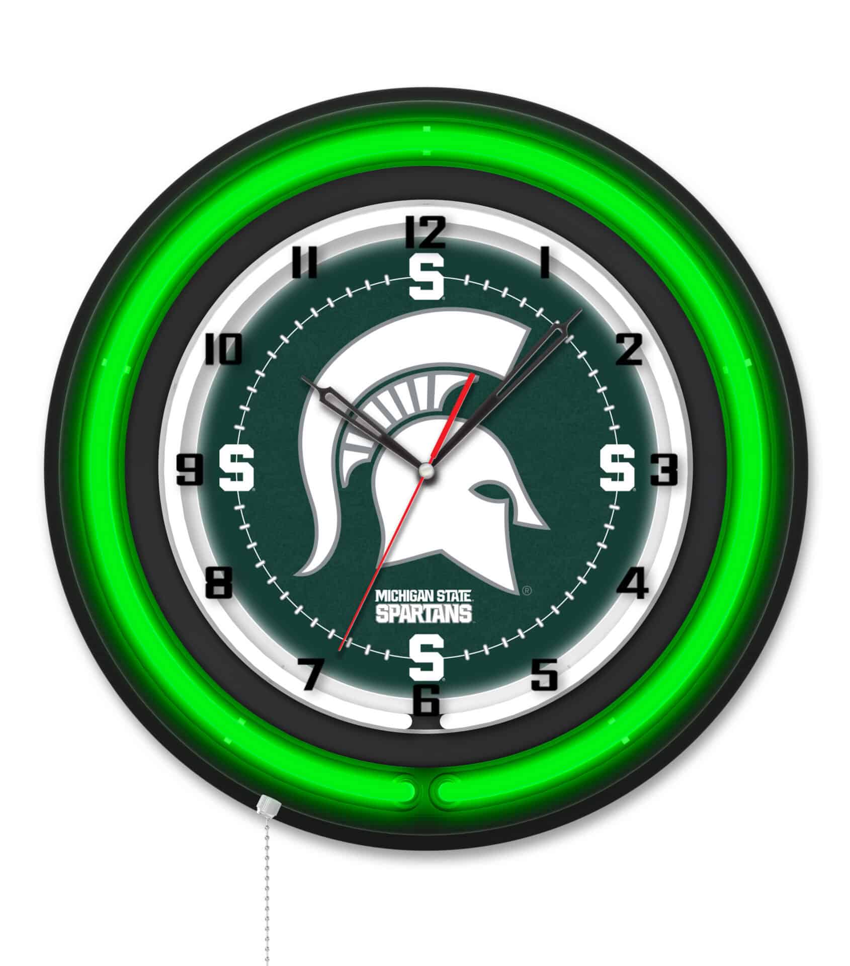 Michigan State University 19-Inch Neon Logo Clock in Black 1 Michigan State University 19-Inch Neon Logo Clock in Black