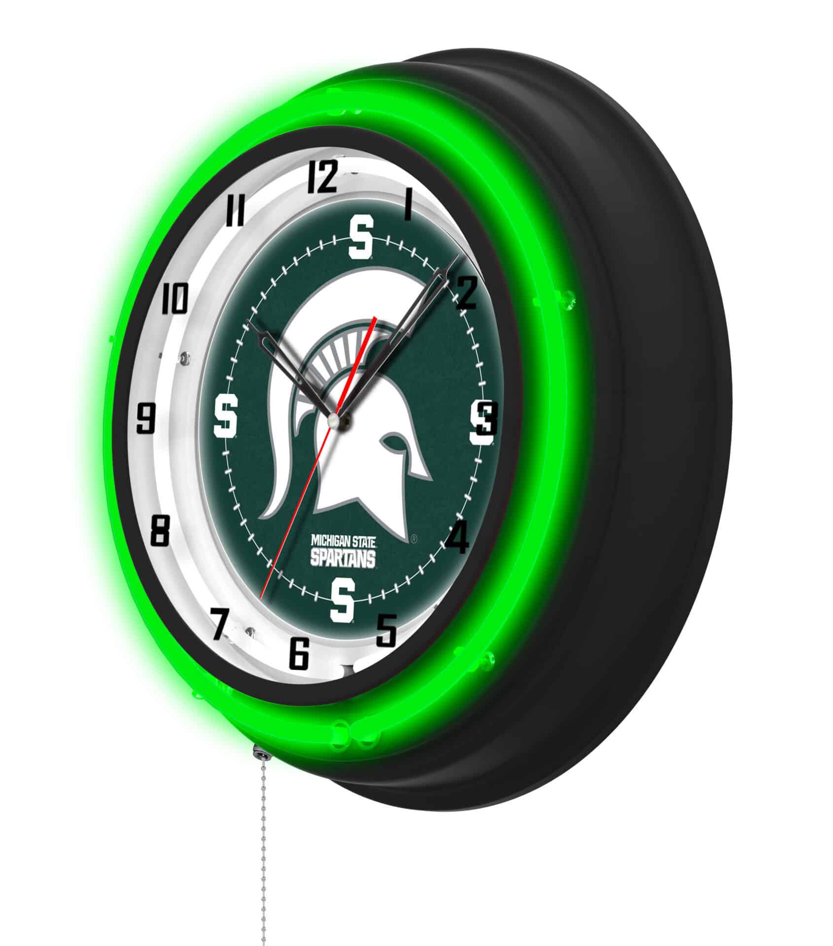 Michigan State University 19-Inch Neon Logo Clock in Black 2 Michigan State University 19-Inch Neon Logo Clock in Black - Image 2