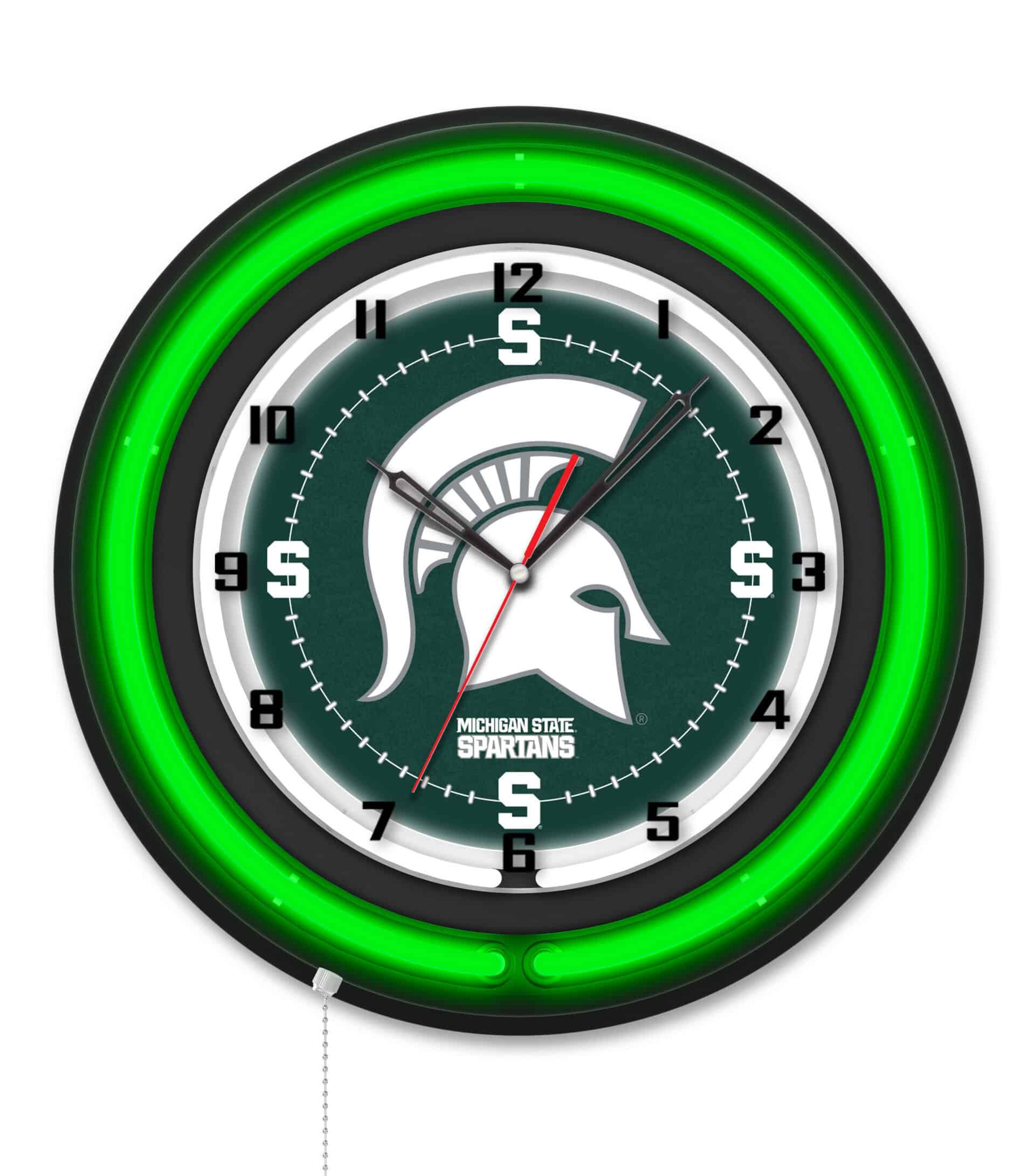 Michigan State University 19-Inch Neon Logo Clock in Black 6 Michigan State University 19-Inch Neon Logo Clock in Black