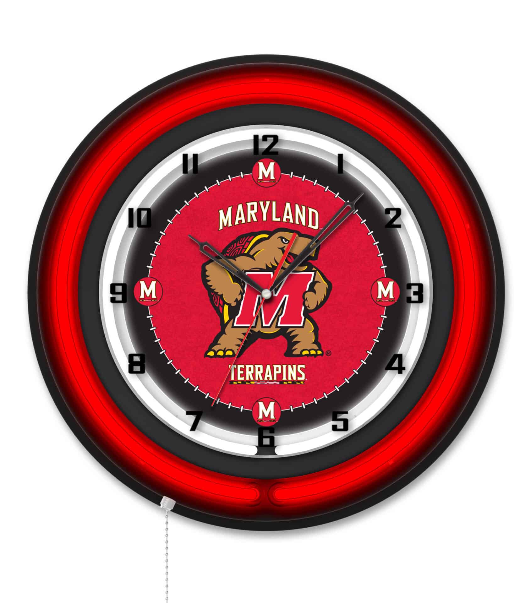 University of Maryland 19-Inch Neon Logo Clock in Black 1 University of Maryland 19-Inch Neon Logo Clock in Black