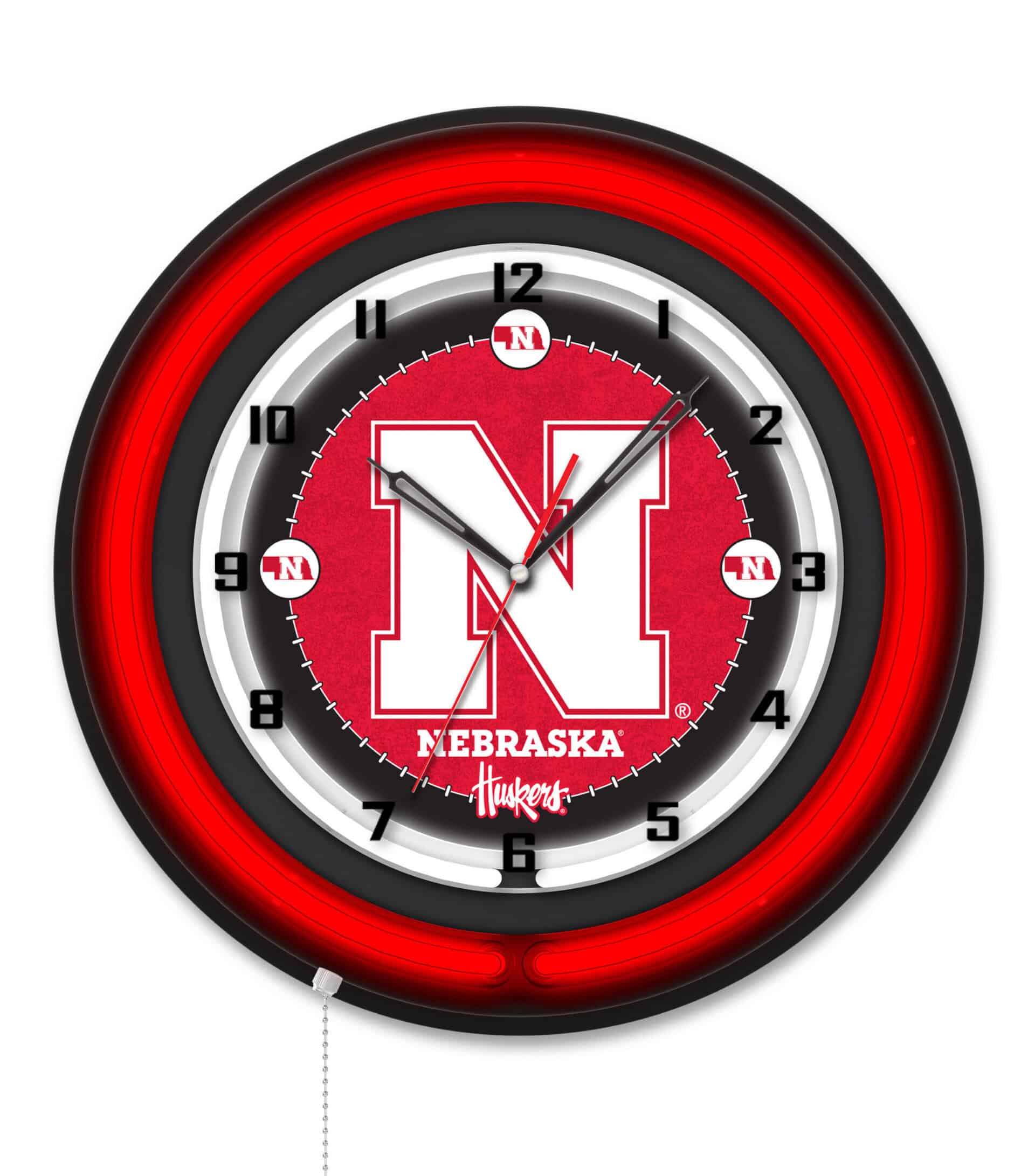 University of Nebraska 19-Inch Neon Logo Clock in Black 6 University of Nebraska 19-Inch Neon Logo Clock in Black