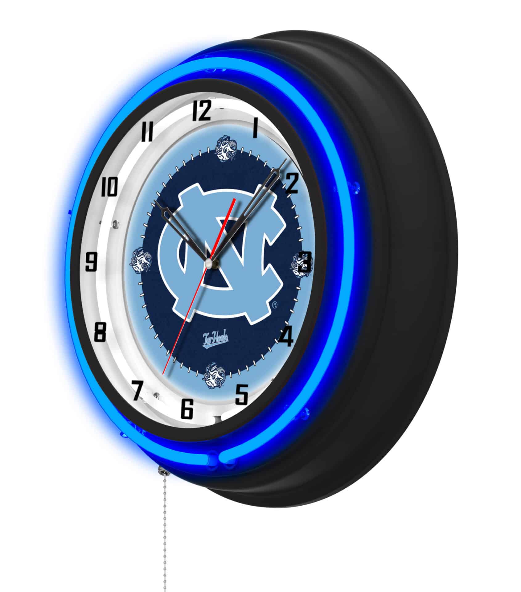University of North Carolina 19-Inch Neon Logo Clock in Black 2 University of North Carolina 19-Inch Neon Logo Clock in Black - Image 2