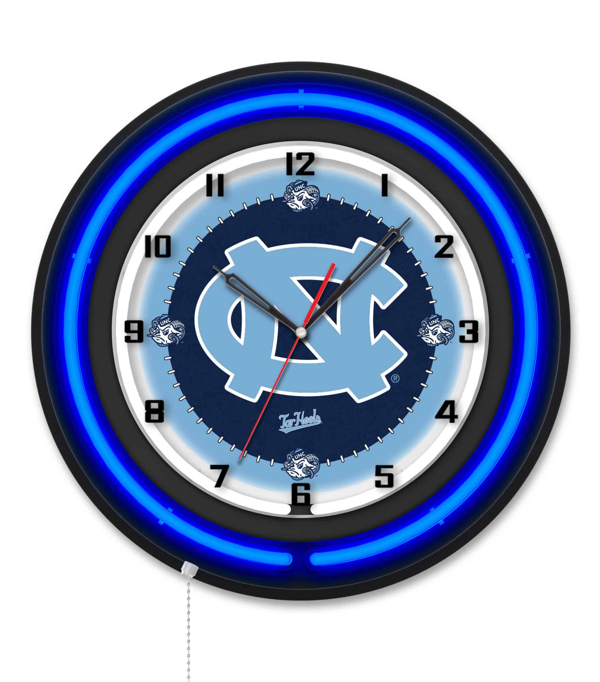 University of North Carolina 19-Inch Neon Logo Clock in Black 6 University of North Carolina 19-Inch Neon Logo Clock in Black
