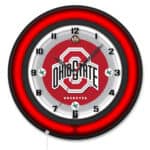 Ohio State University 19-Inch Neon Logo Clock in Black