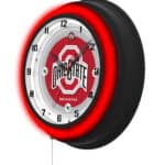 Ohio State University 19-Inch Neon Logo Clock in Black
