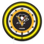 Pittsburgh Penguins 19-Inch Double Neon Wall Clock in Black 6 Pittsburgh Penguins 19-Inch Double Neon Wall Clock in Black