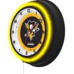 Pittsburgh Penguins 19-Inch Double Neon Wall Clock in Black 7 Pittsburgh Penguins 19-Inch Double Neon Wall Clock in Black
