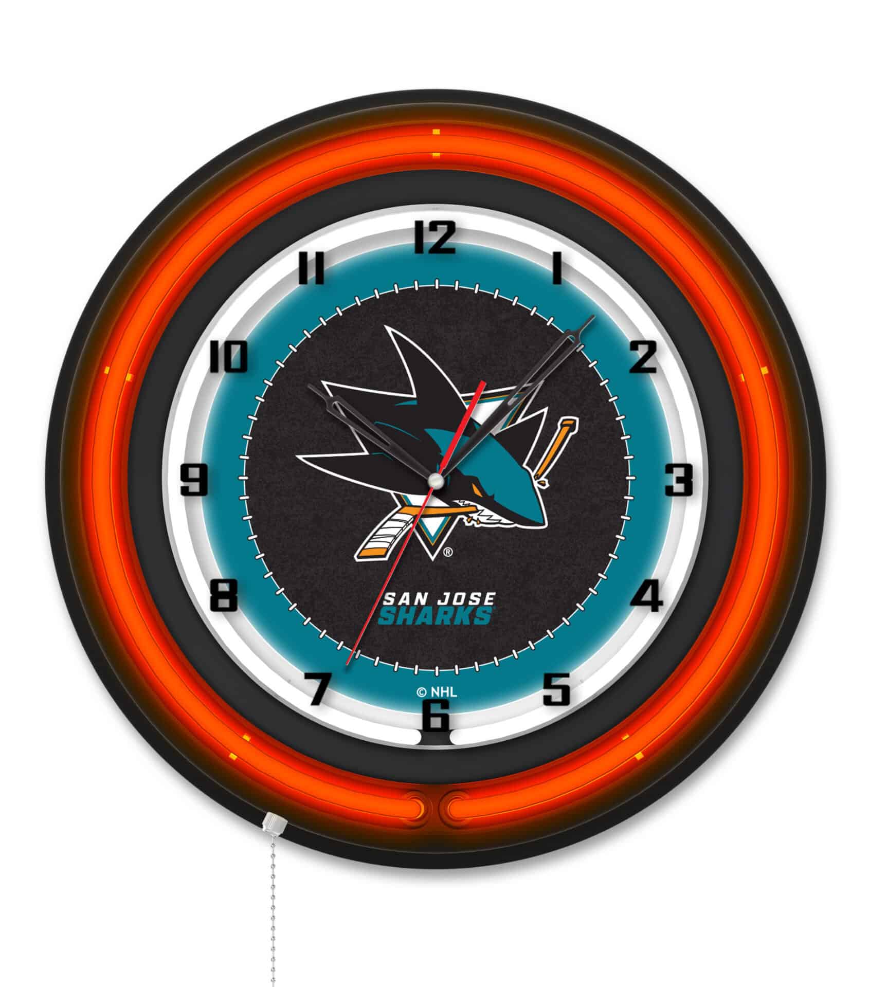 San Jose Sharks 19-Inch Double Neon Wall Clock in Black 1 San Jose Sharks 19-Inch Double Neon Wall Clock in Black