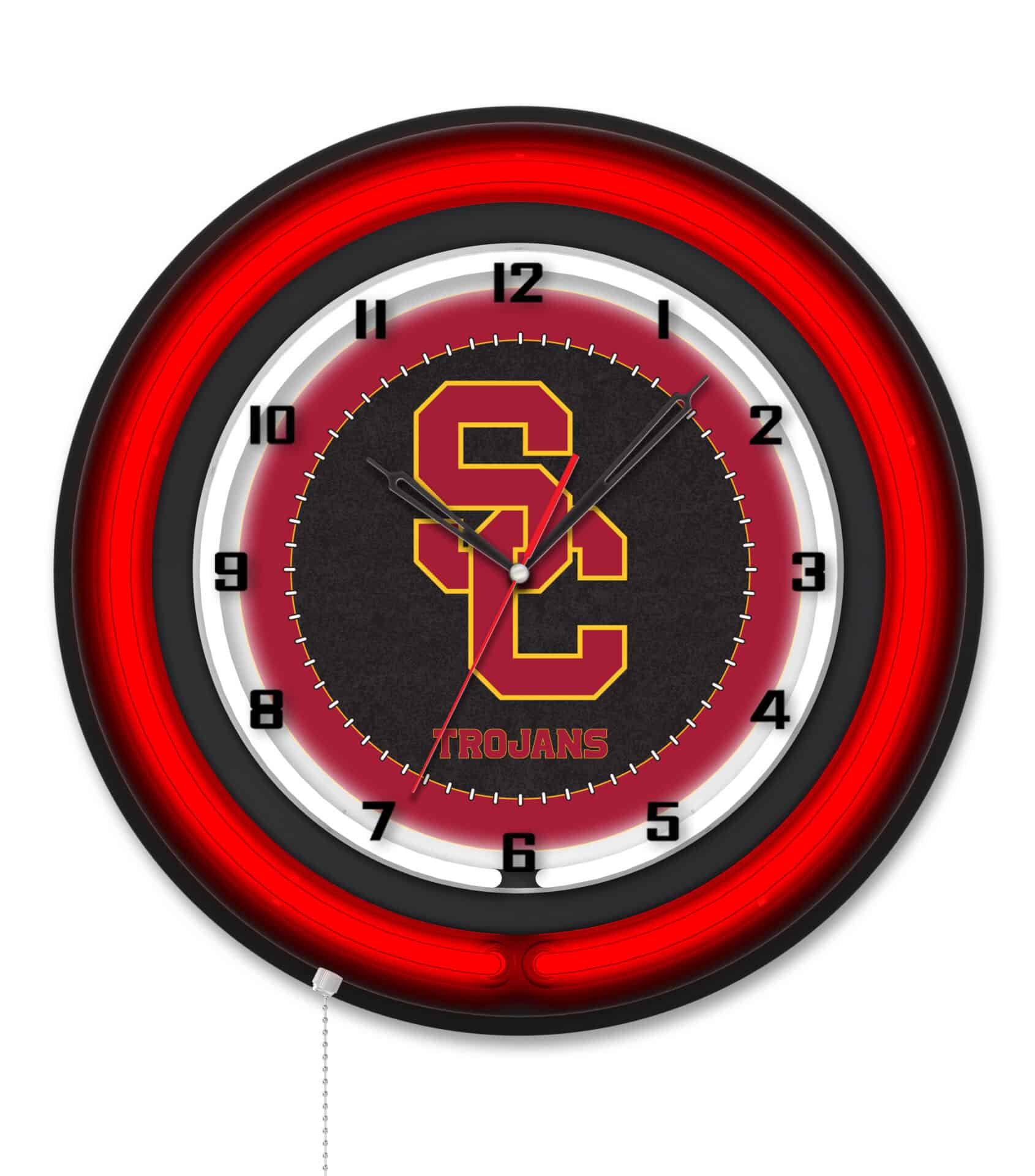 University of Southern California 19-Inch Neon Logo Clock in Black 1 University of Southern California 19-Inch Neon Logo Clock in Black