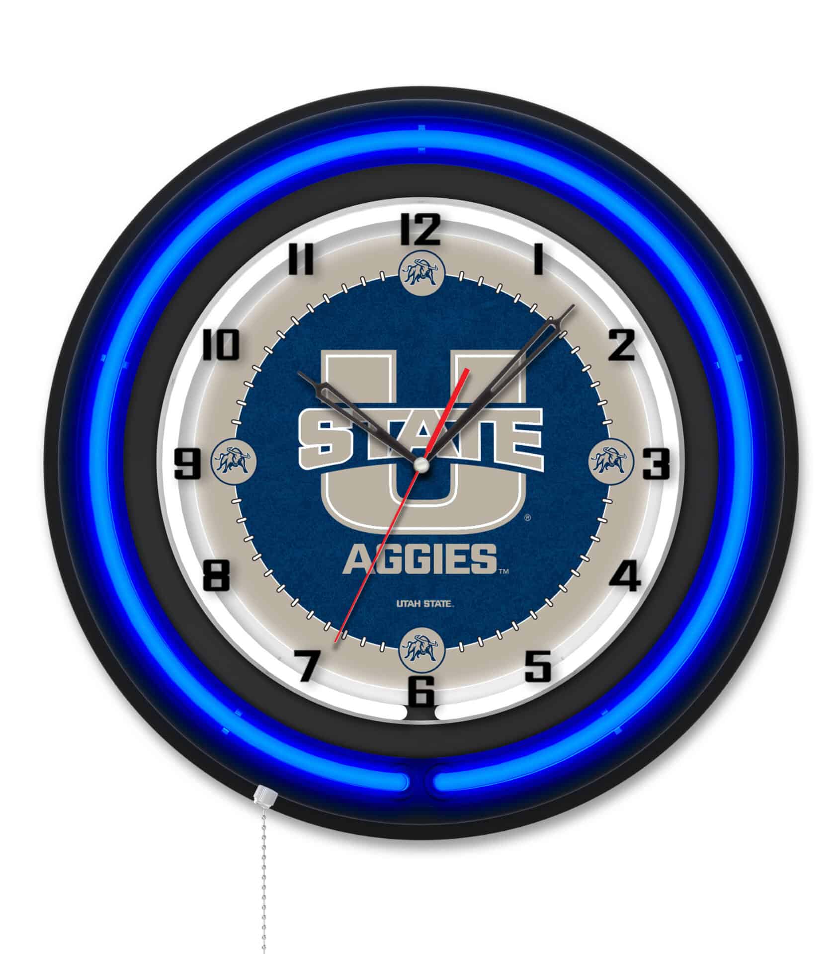 Utah State University 19-Inch Neon Logo Clock in Black 1 Utah State University 19-Inch Neon Logo Clock in Black