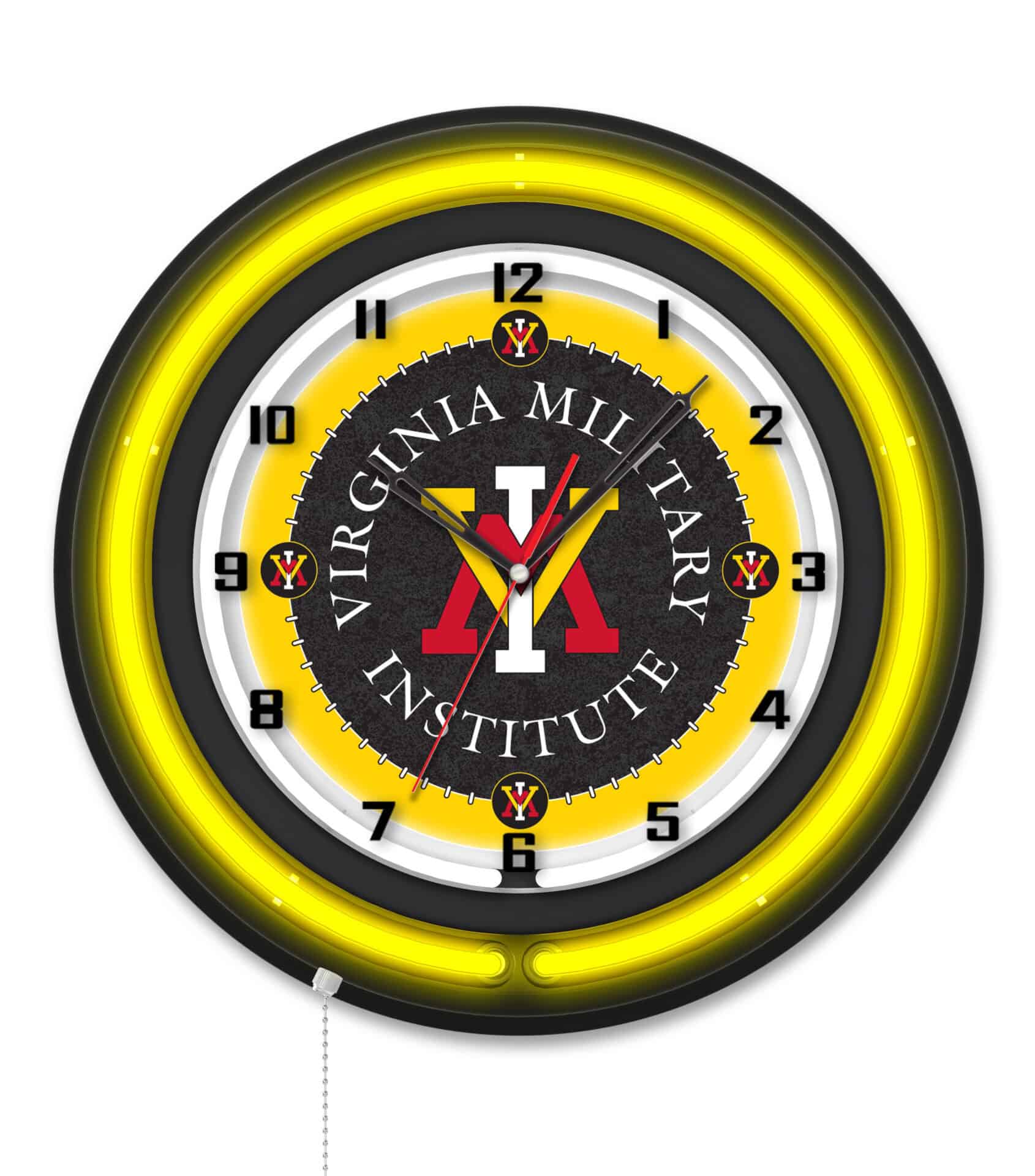 Virginia Military Institute 19-Inch Neon Logo Clock in Black 1 Virginia Military Institute 19-Inch Neon Logo Clock in Black
