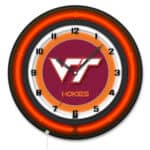 Virginia Tech University 19-Inch Neon Logo Clock in Black