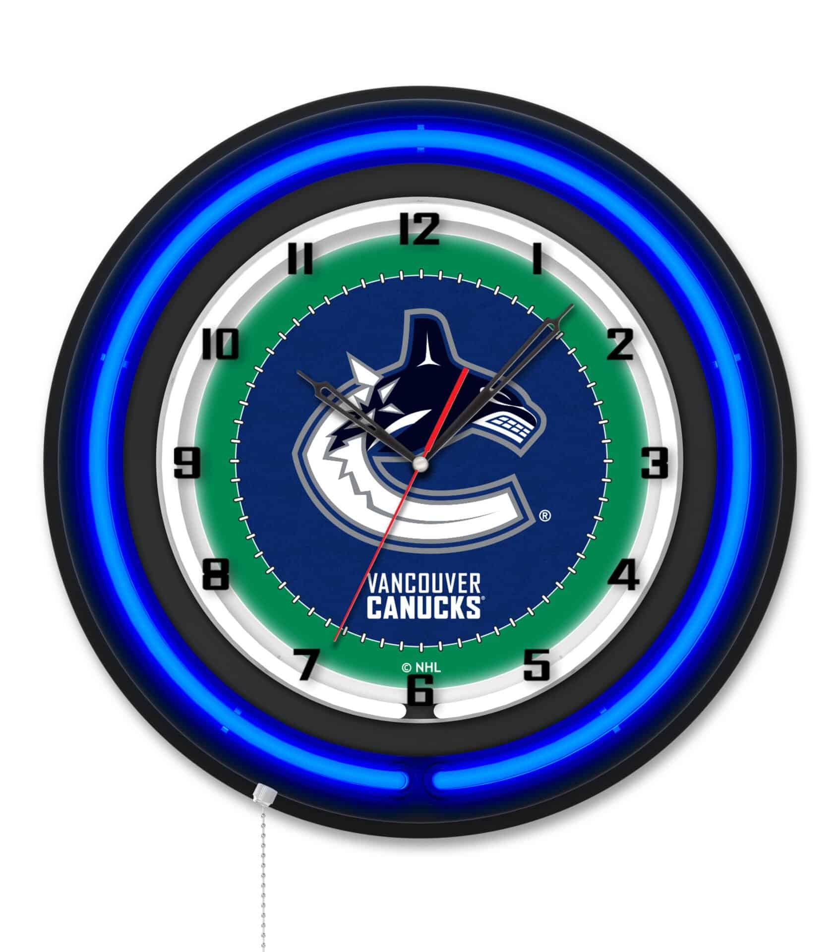 Vancouver Canucks 19-Inch Double Neon Wall Clock in Black 1 Vancouver Canucks 19-Inch Double Neon Wall Clock in Black