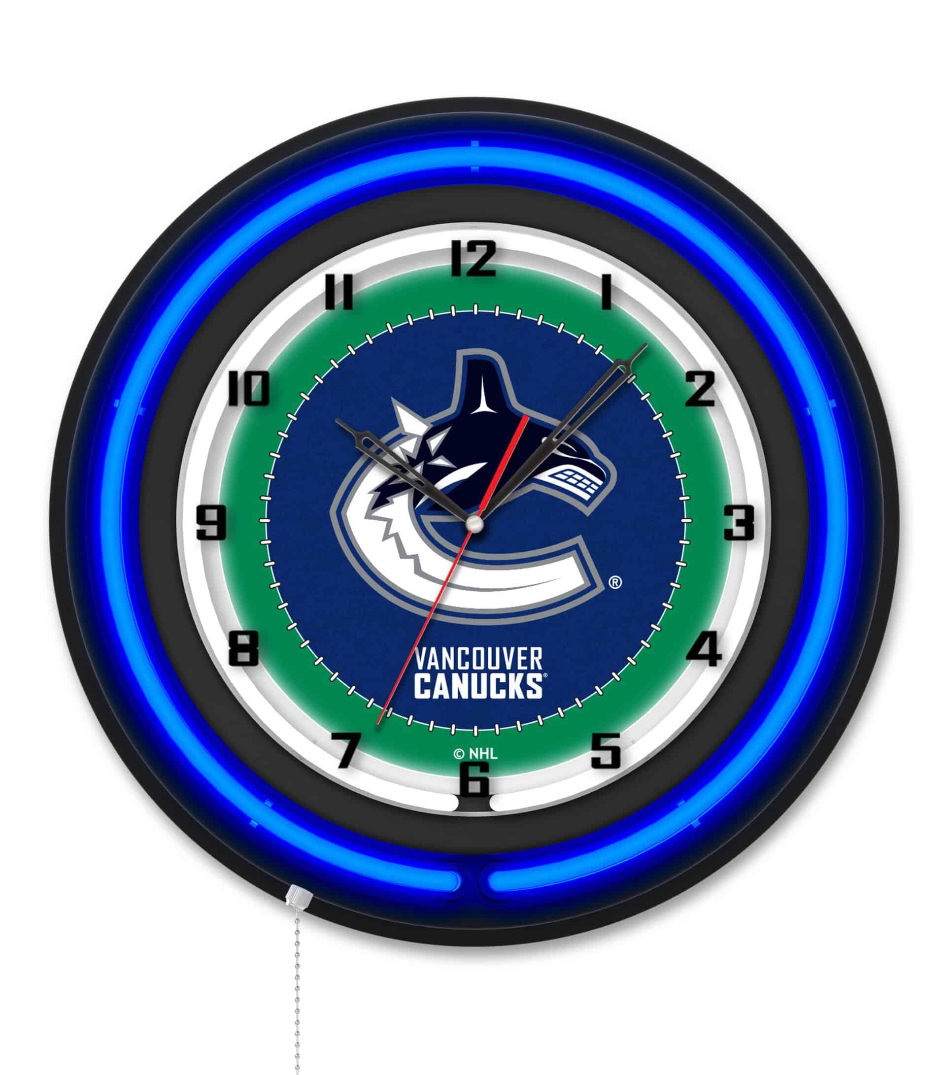Vancouver Canucks 19-Inch Double Neon Wall Clock in Black 6 Vancouver Canucks 19-Inch Double Neon Wall Clock in Black