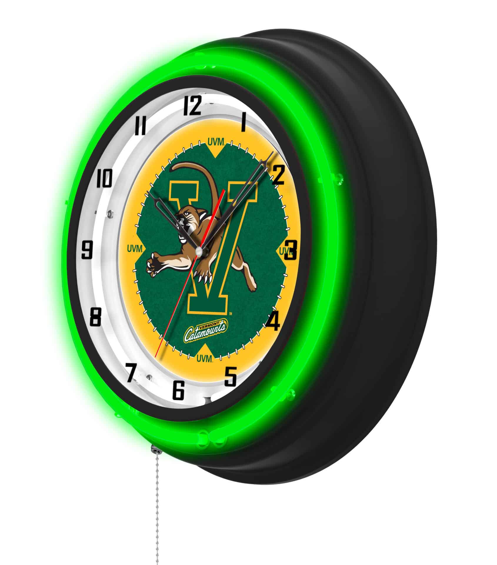 University of Vermont 19-Inch Neon Logo Clock in Black 2 University of Vermont 19-Inch Neon Logo Clock in Black - Image 2
