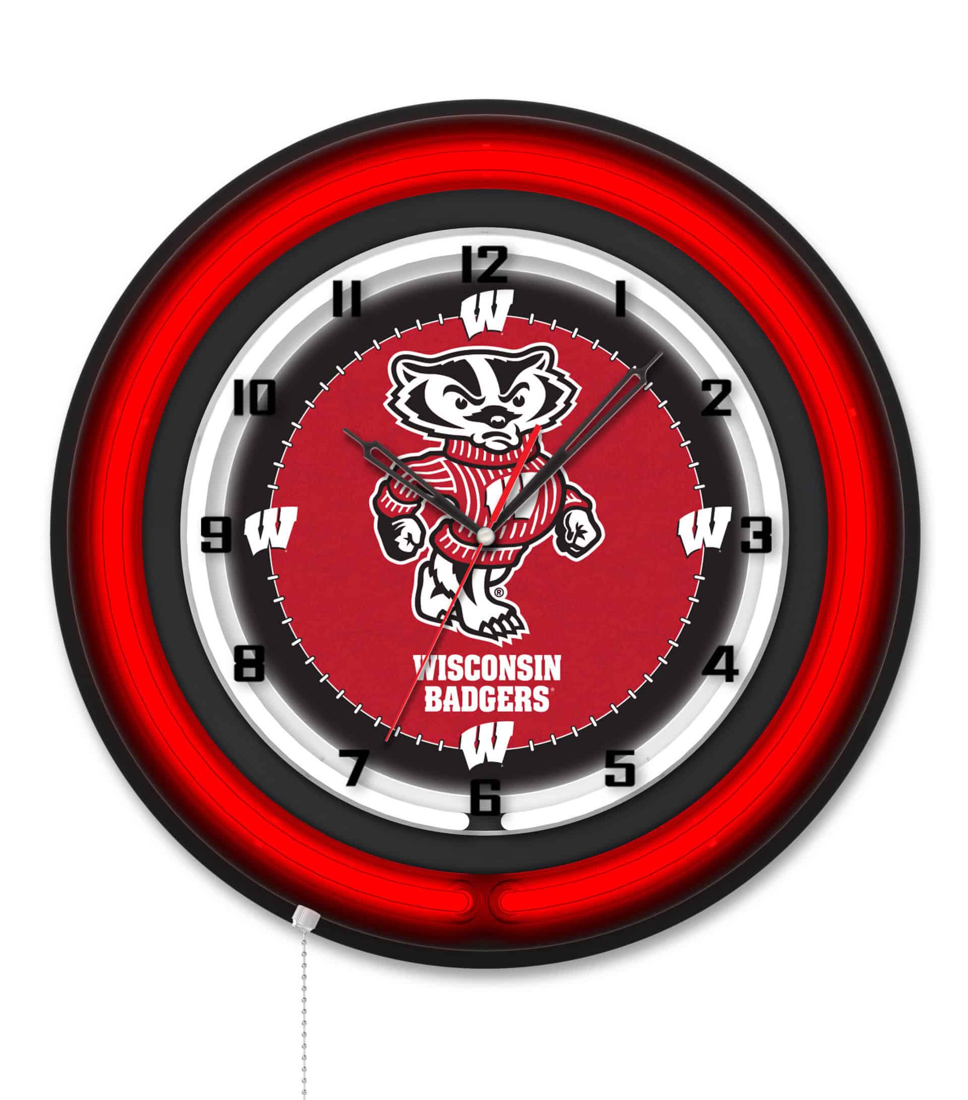 University of Wisconsin (Badger) 19-Inch Neon Logo Clock in Black 6 University of Wisconsin (Badger) 19-Inch Neon Logo Clock in Black