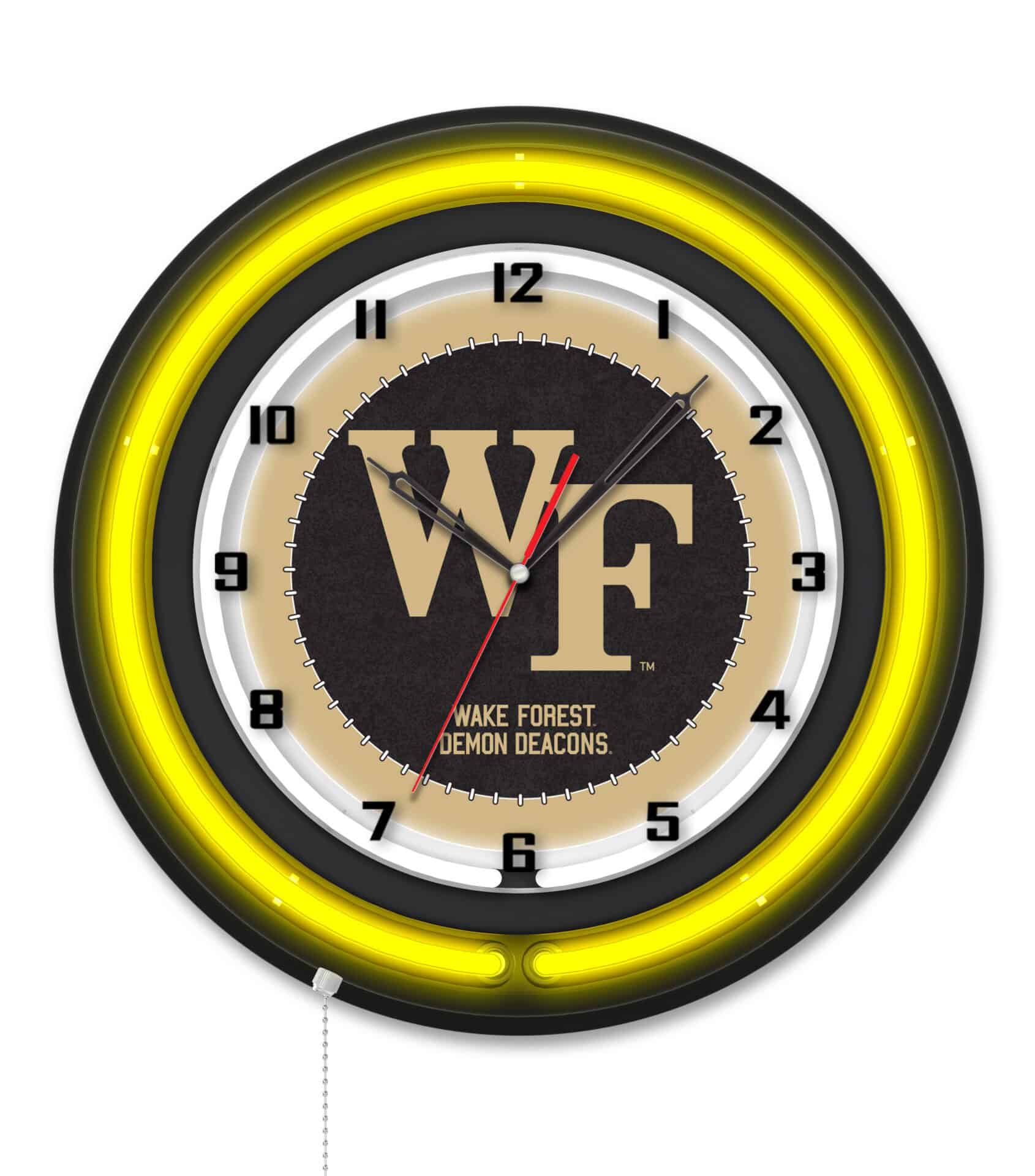 Wake Forest University 19-Inch Neon Logo Clock in Black 1 Wake Forest University 19-Inch Neon Logo Clock in Black