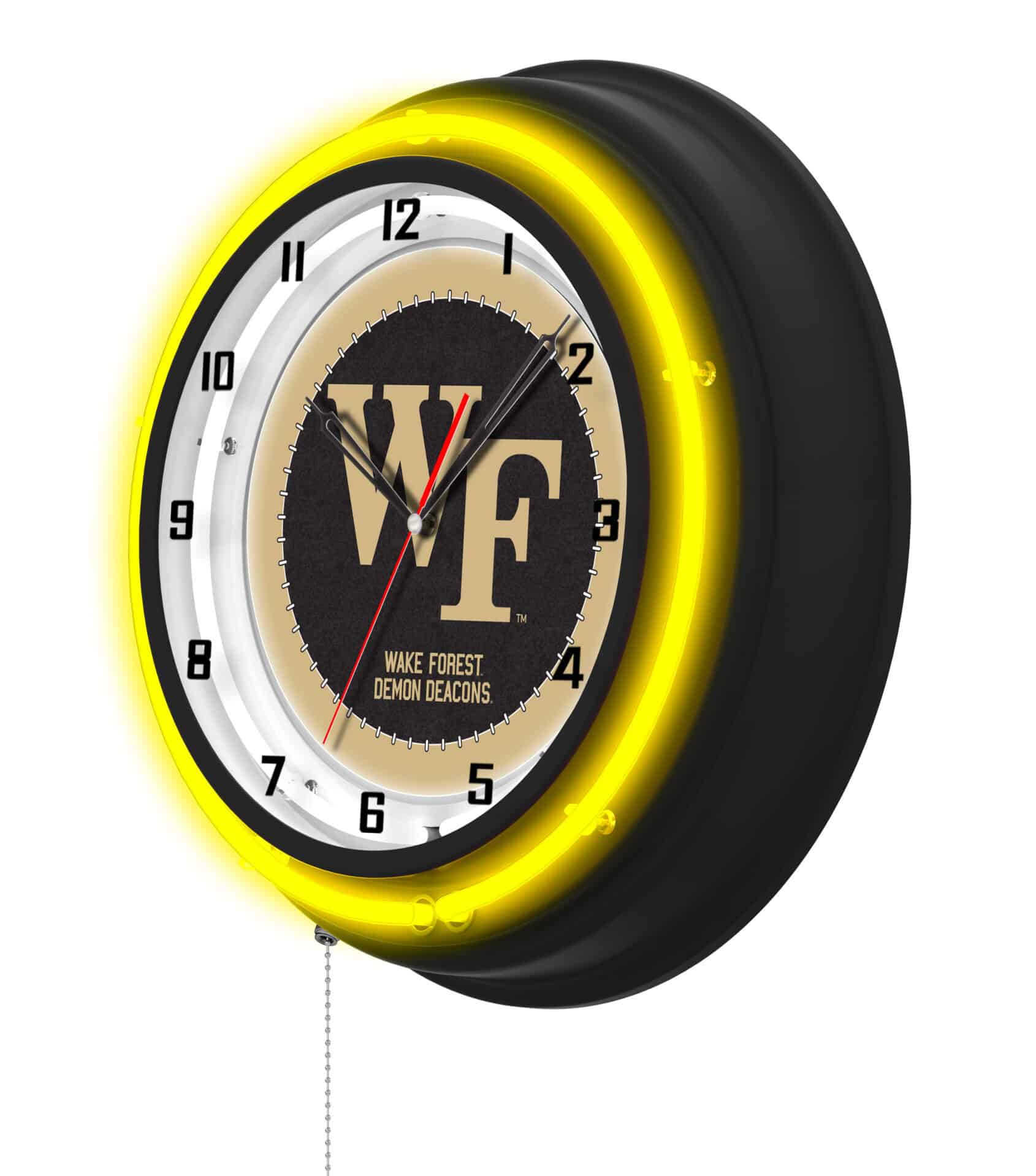 Wake Forest University 19-Inch Neon Logo Clock in Black 2 Wake Forest University 19-Inch Neon Logo Clock in Black - Image 2