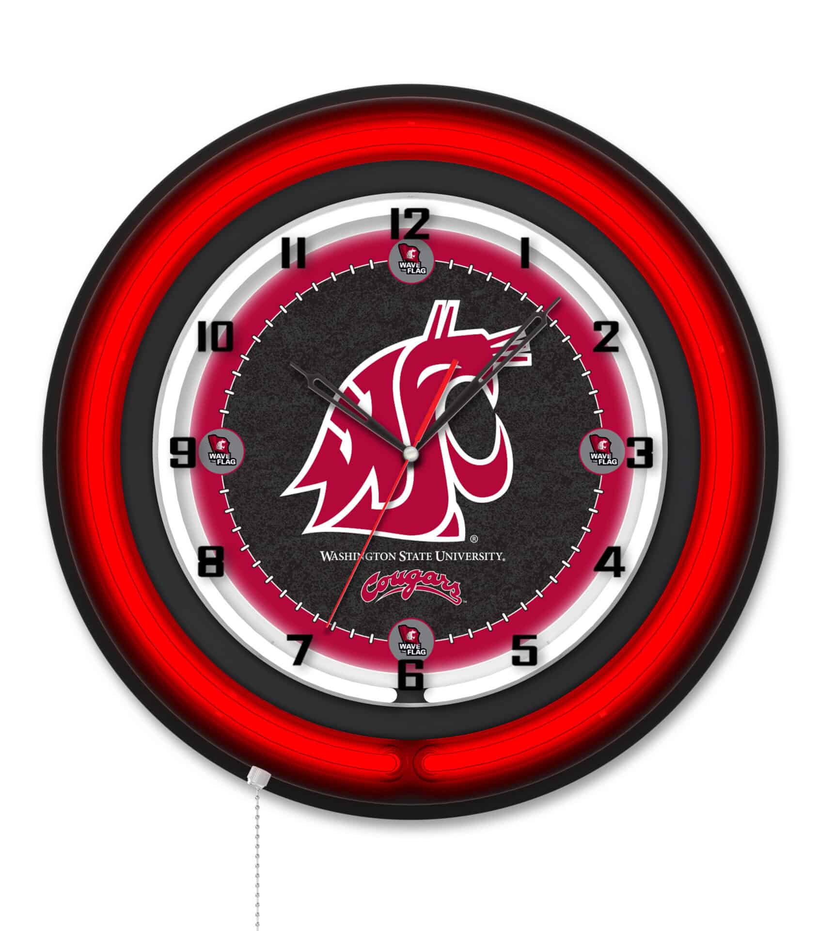 Washington State University 19-Inch Neon Logo Clock in Black 1 Washington State University 19-Inch Neon Logo Clock in Black