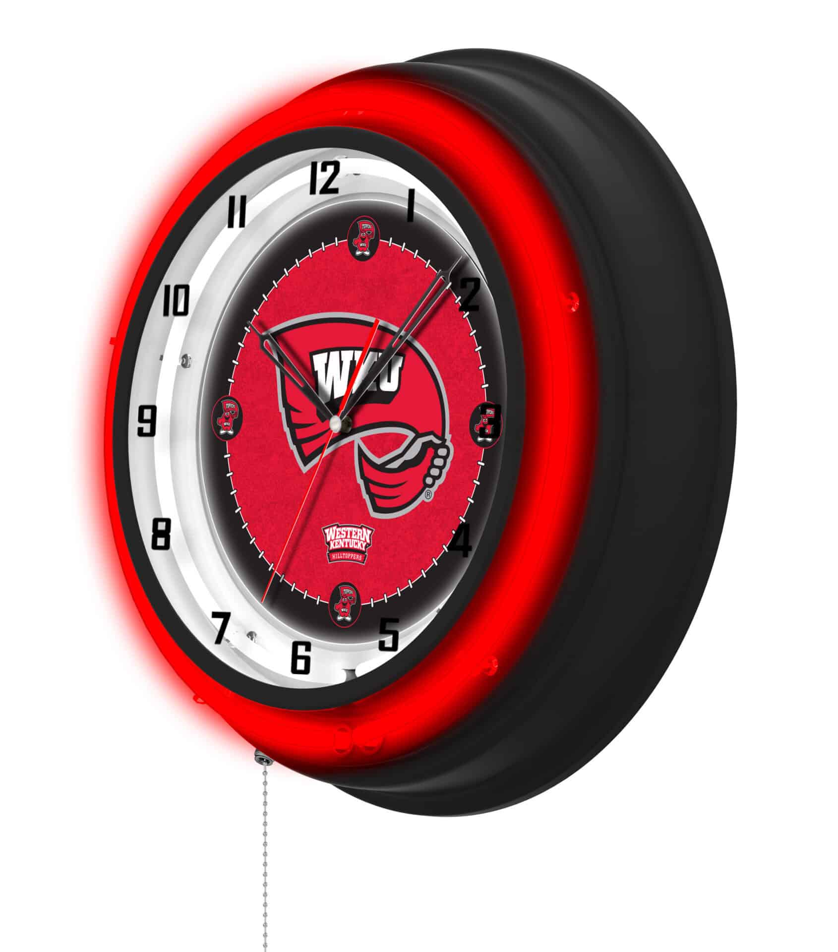 Western Kentucky University 19-Inch Neon Logo Clock in Black 2 Western Kentucky University 19-Inch Neon Logo Clock in Black - Image 2