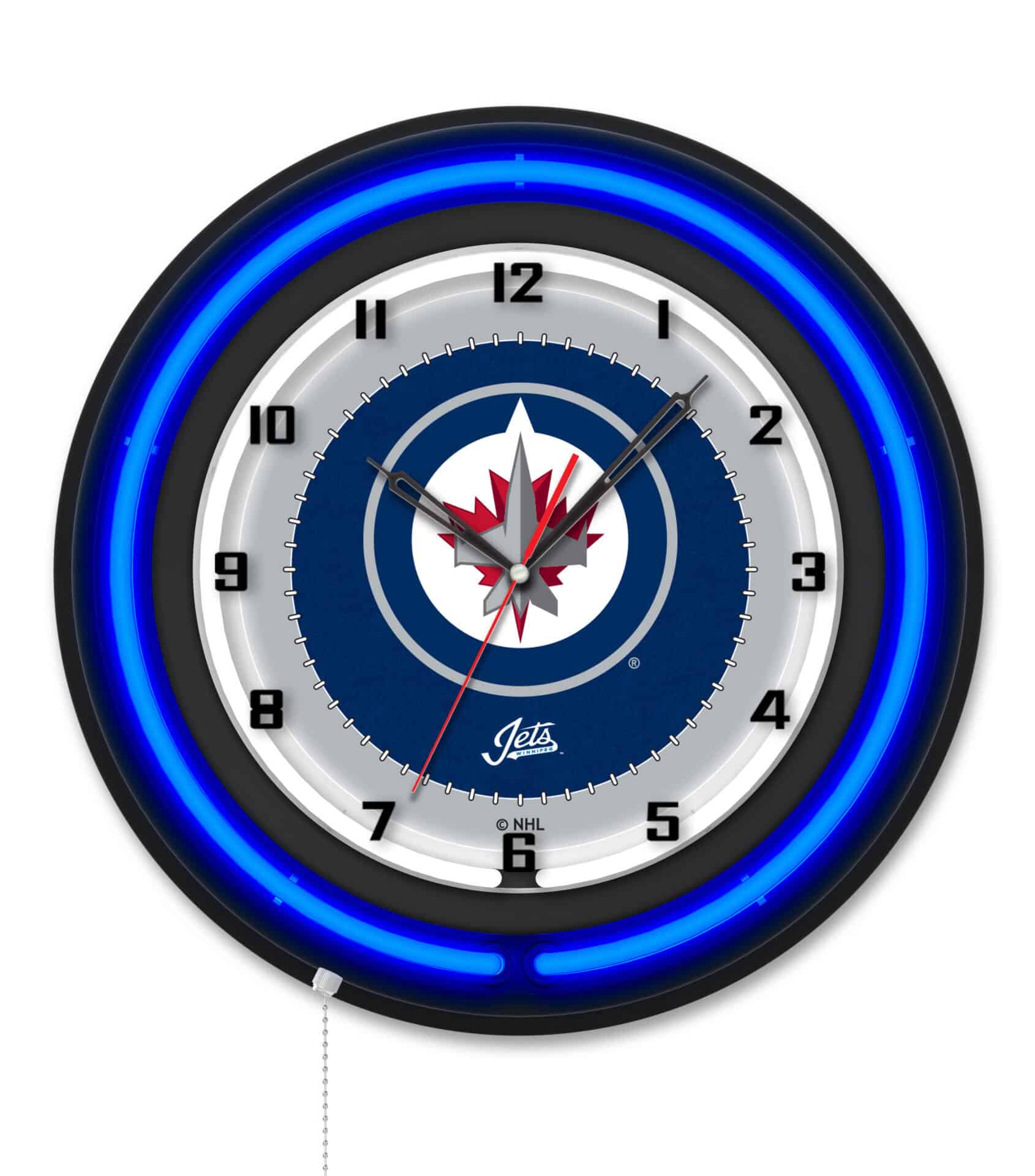 Winnipeg Jets 19-Inch Double Neon Wall Clock in Black 1 Winnipeg Jets 19-Inch Double Neon Wall Clock in Black