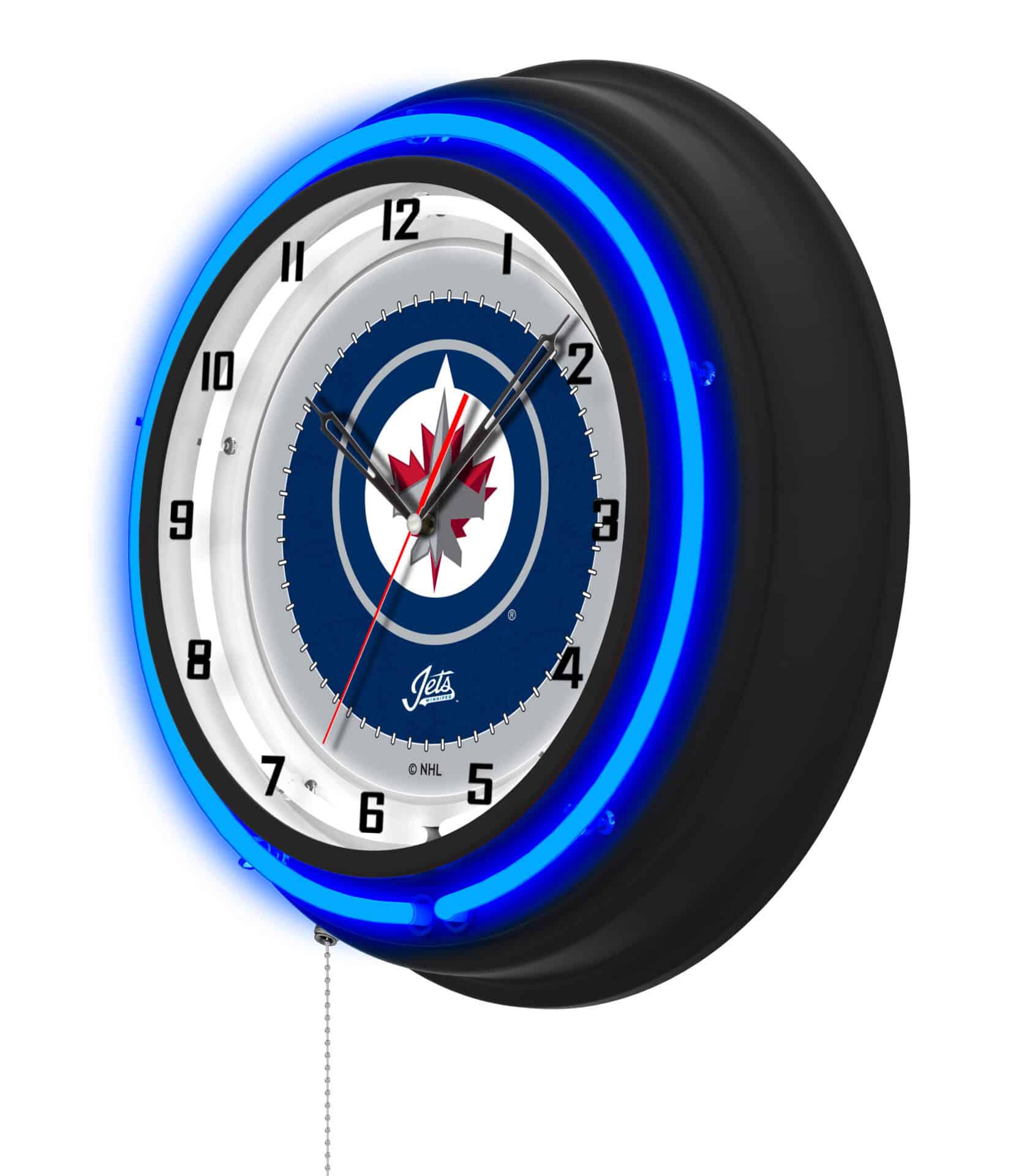 Winnipeg Jets 19-Inch Double Neon Wall Clock in Black 2 Winnipeg Jets 19-Inch Double Neon Wall Clock in Black - Image 2