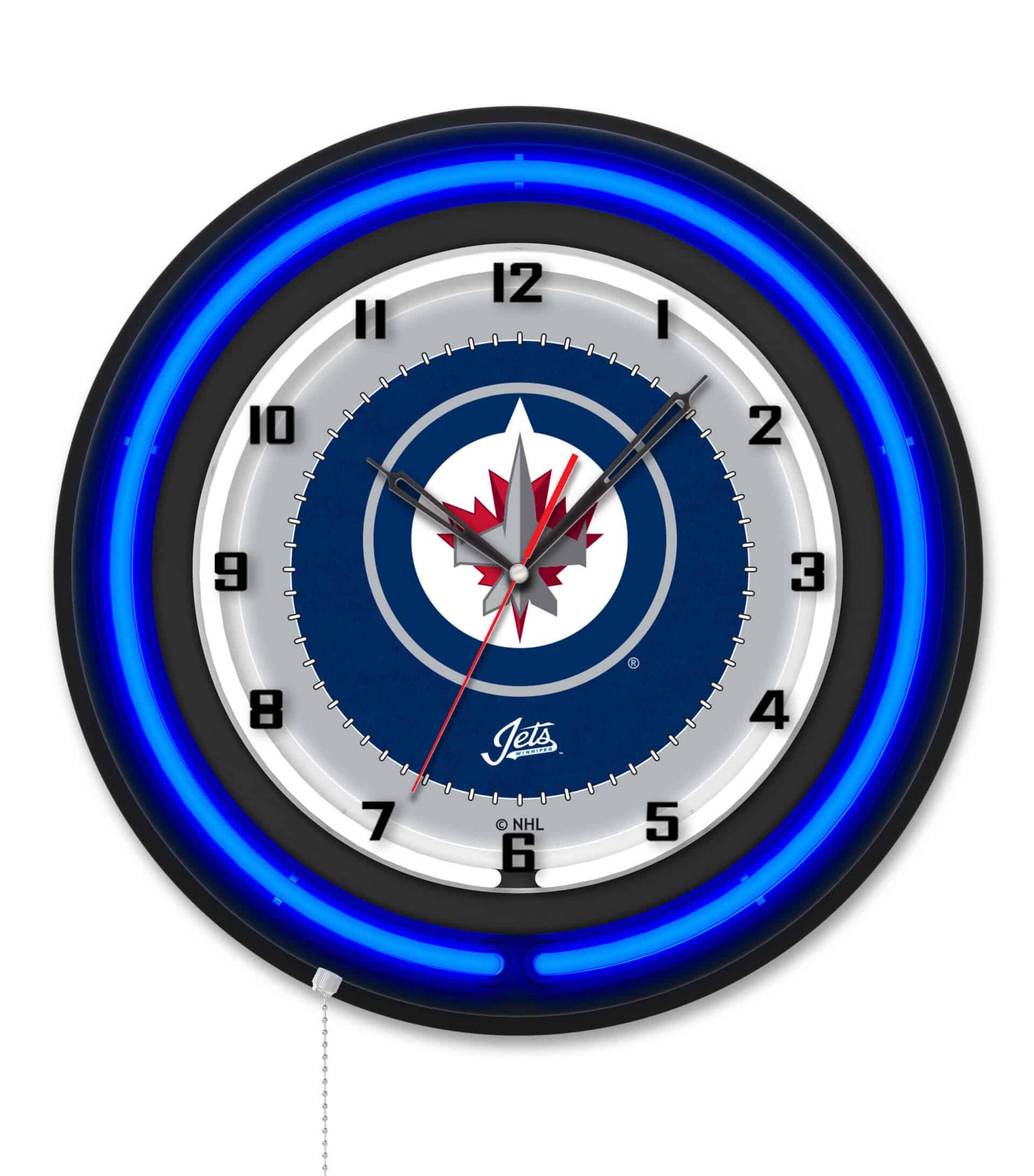 Winnipeg Jets 19-Inch Double Neon Wall Clock in Black 6 Winnipeg Jets 19-Inch Double Neon Wall Clock in Black
