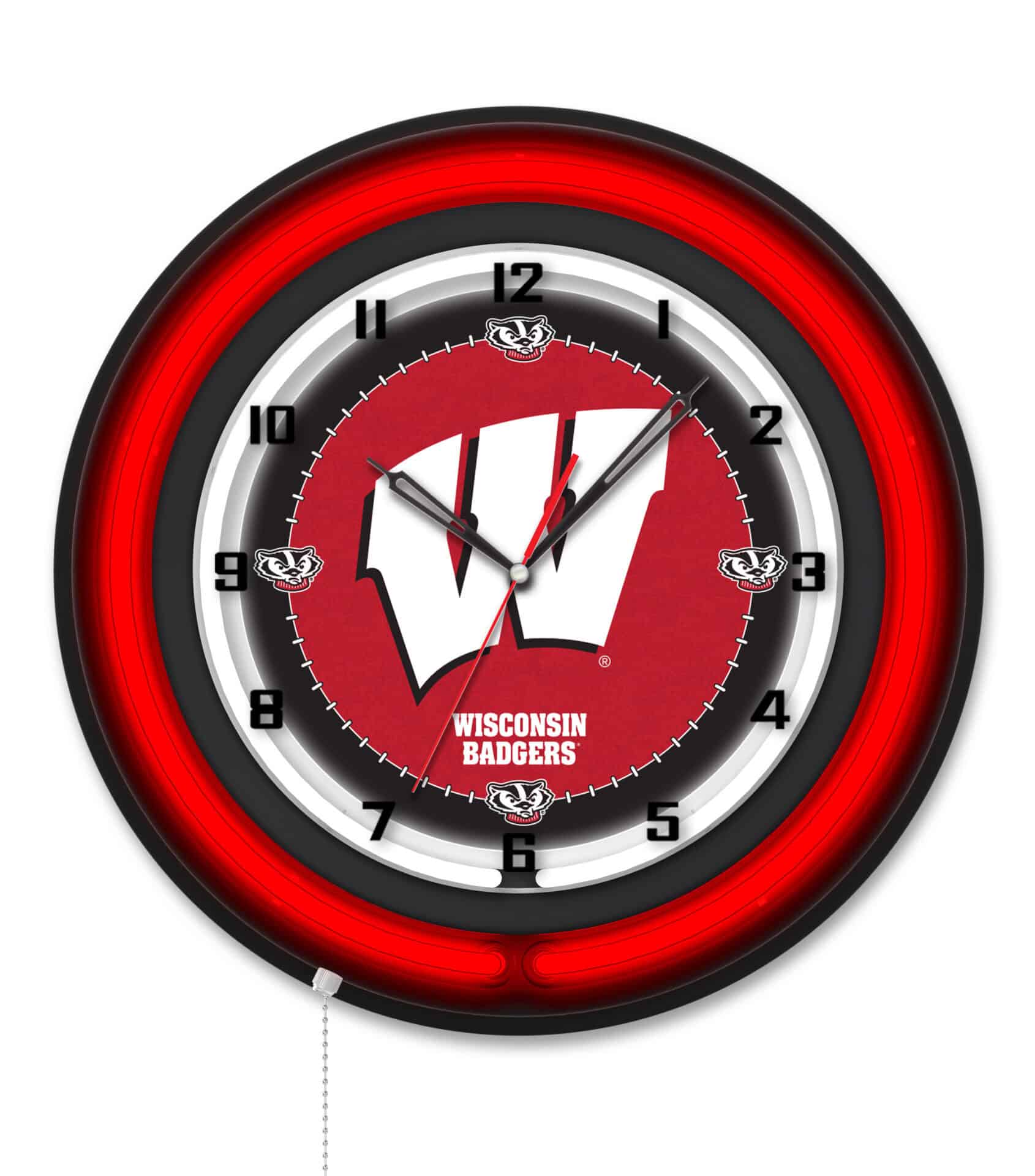 University of Wisconsin (W) 19-Inch Neon Logo Clock in Black 1 University of Wisconsin (W) 19-Inch Neon Logo Clock in Black