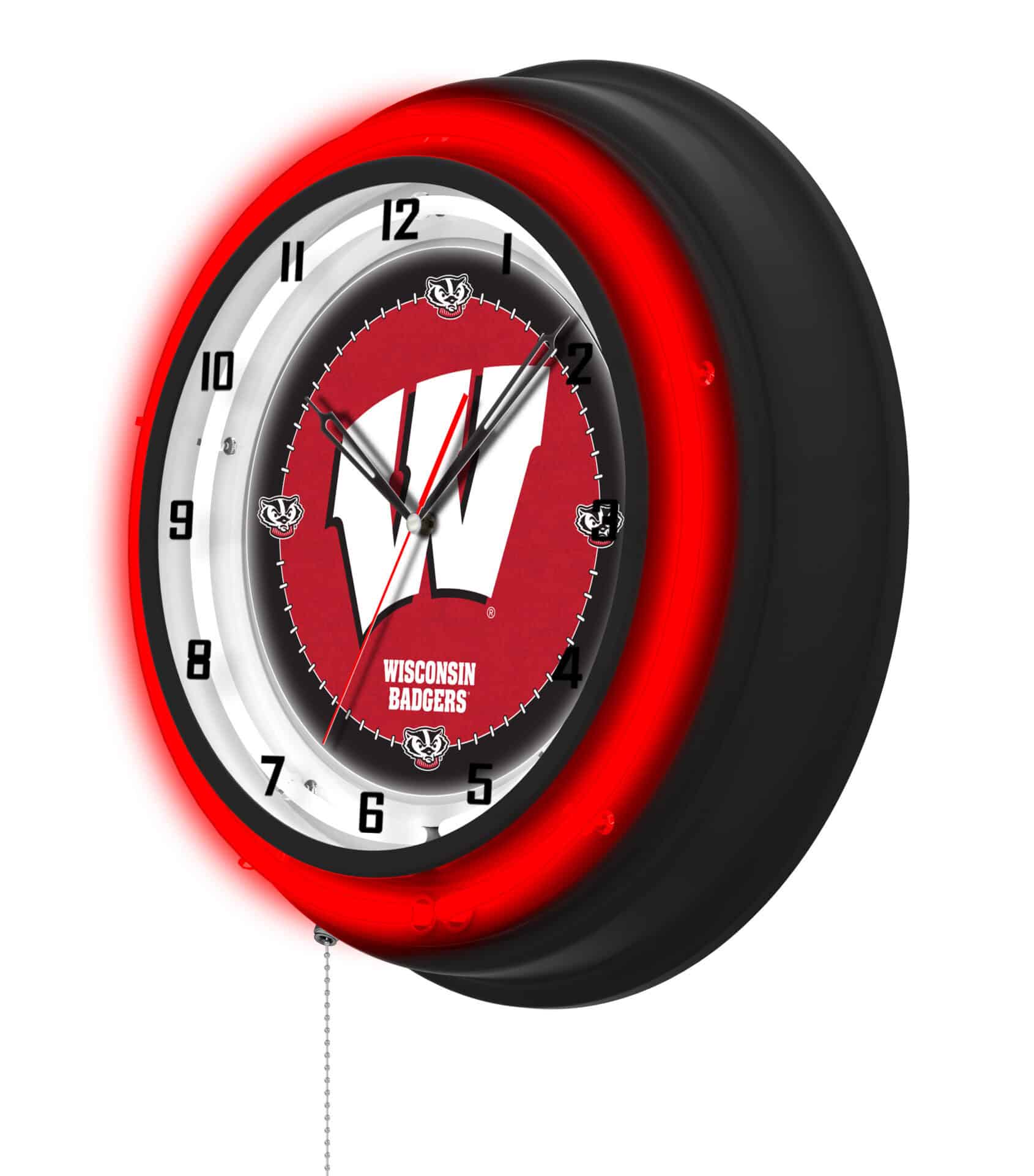 University of Wisconsin (W) 19-Inch Neon Logo Clock in Black 2 University of Wisconsin (W) 19-Inch Neon Logo Clock in Black - Image 2