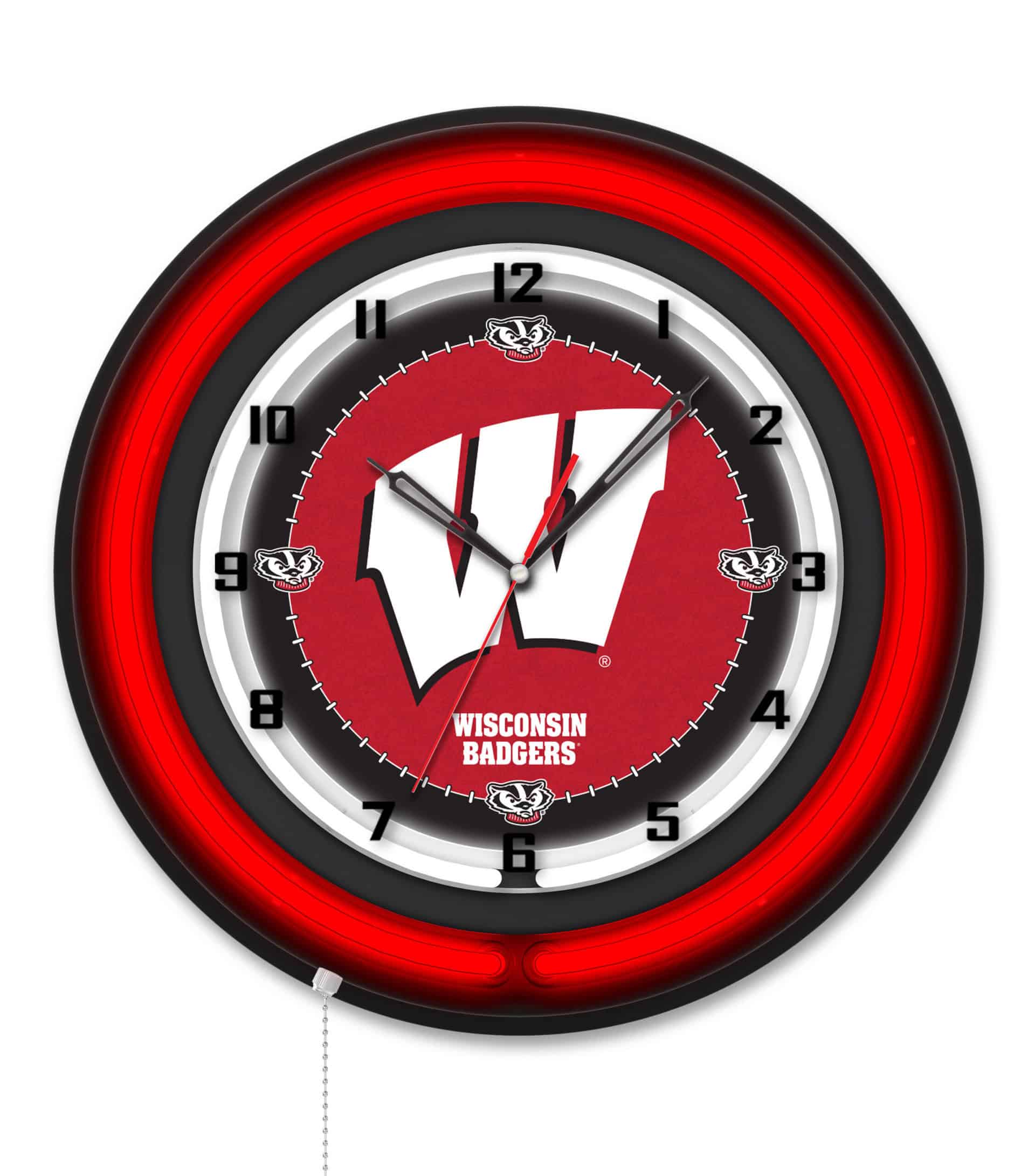 University of Wisconsin (W) 19-Inch Neon Logo Clock in Black 6 University of Wisconsin (W) 19-Inch Neon Logo Clock in Black