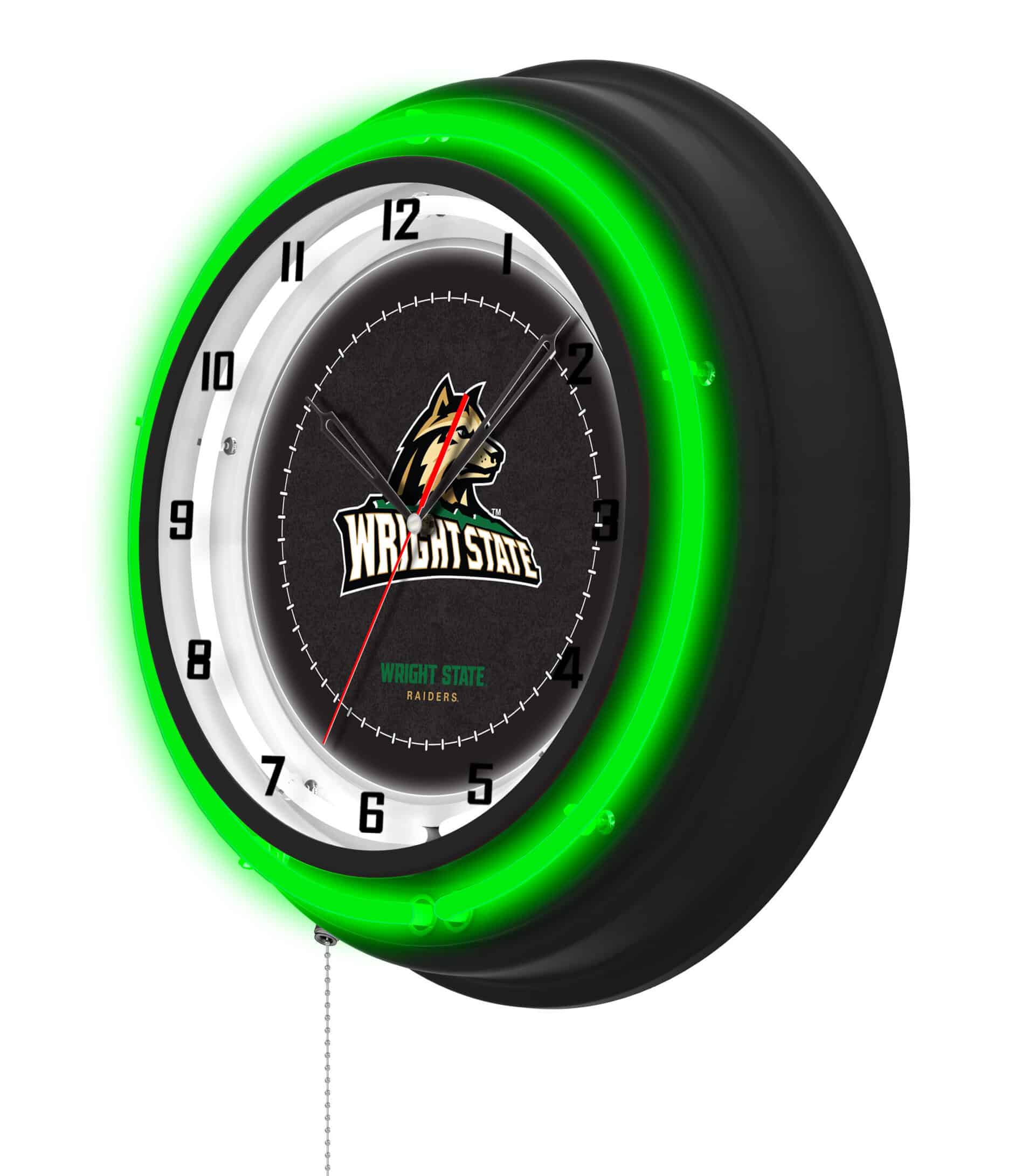Wright State University 19-Inch Neon Logo Clock in Black 7 Wright State University 19-Inch Neon Logo Clock in Black