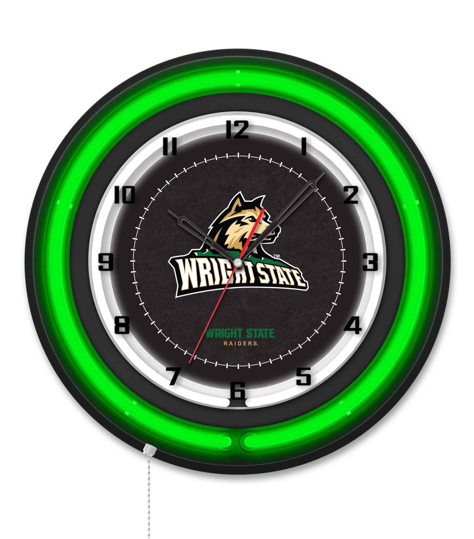 Wright State University 19-Inch Neon Logo Clock in Black 6 Wright State University 19-Inch Neon Logo Clock in Black