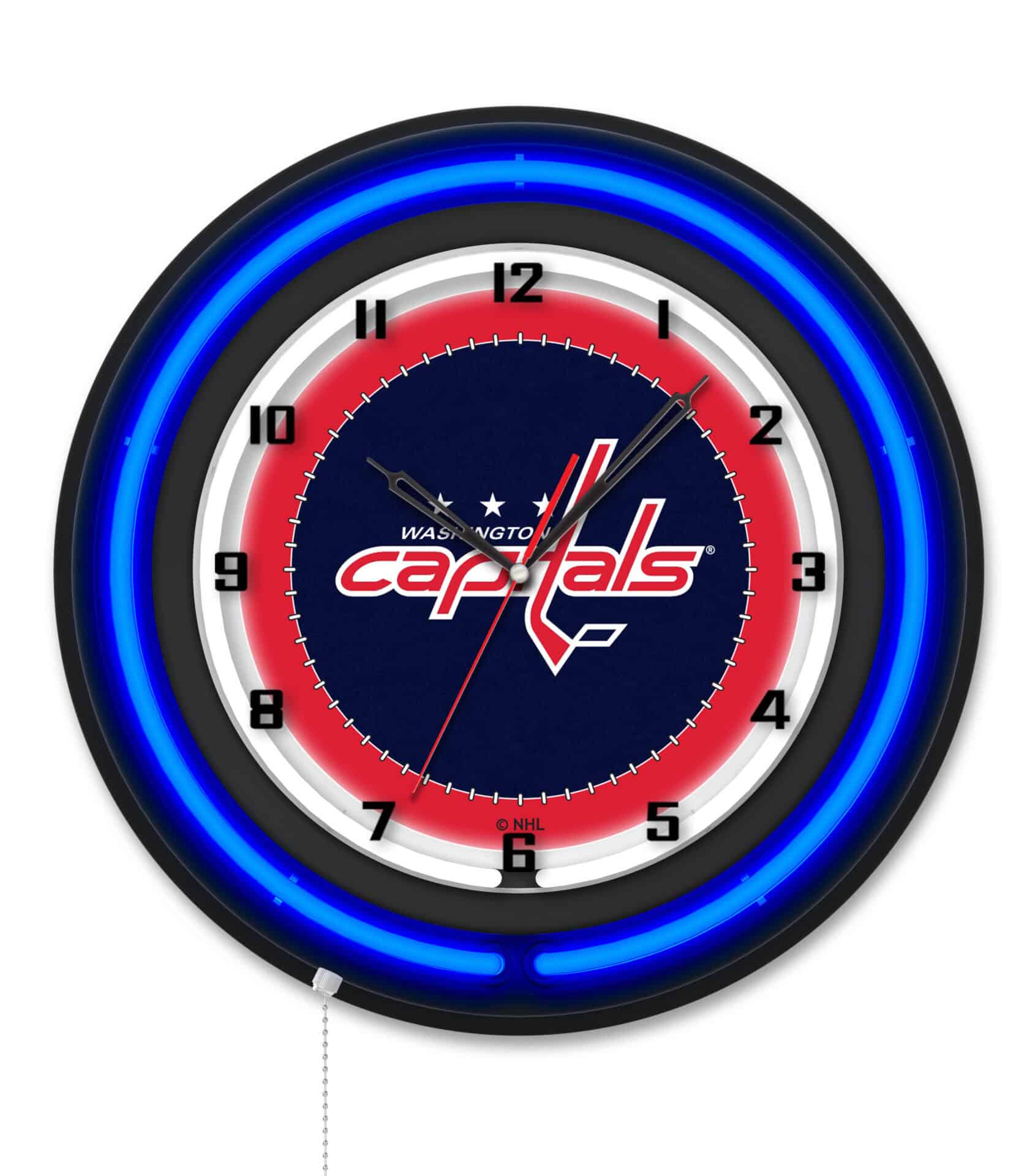 Washington Capitals 19-Inch Double Neon Wall Clock in Black 1 Washington Capitals 19-Inch Double Neon Wall Clock in Black