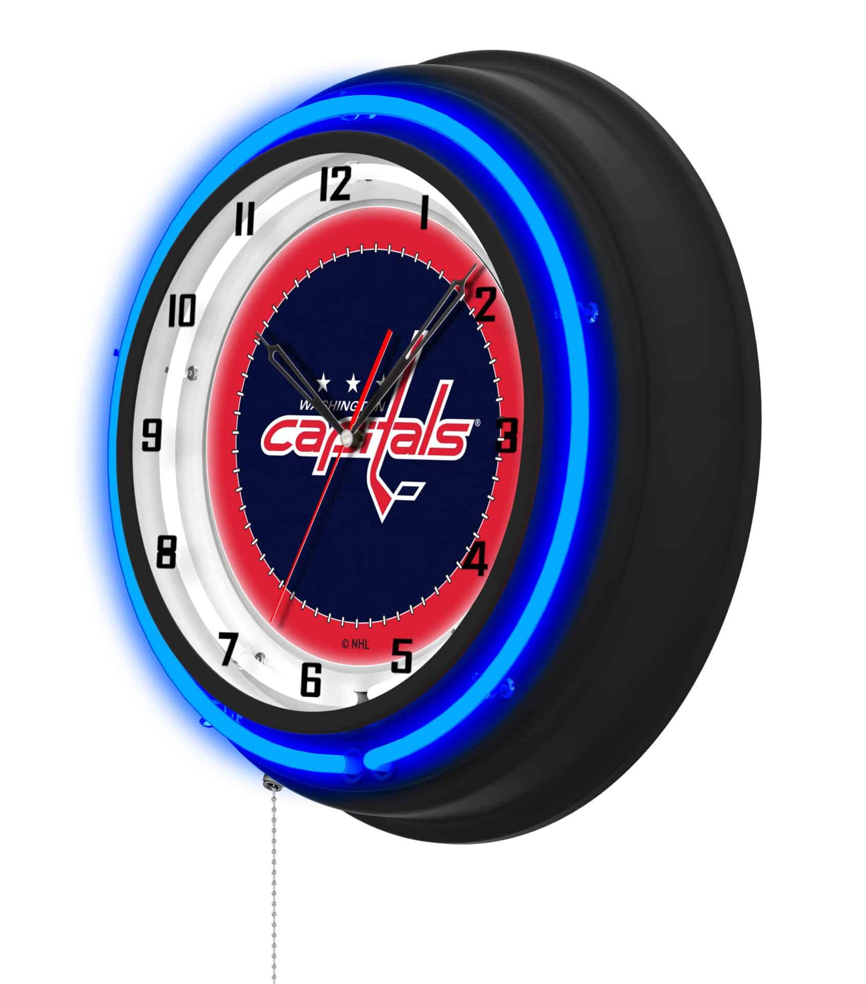 Washington Capitals 19-Inch Double Neon Wall Clock in Black 2 Washington Capitals 19-Inch Double Neon Wall Clock in Black - Image 2