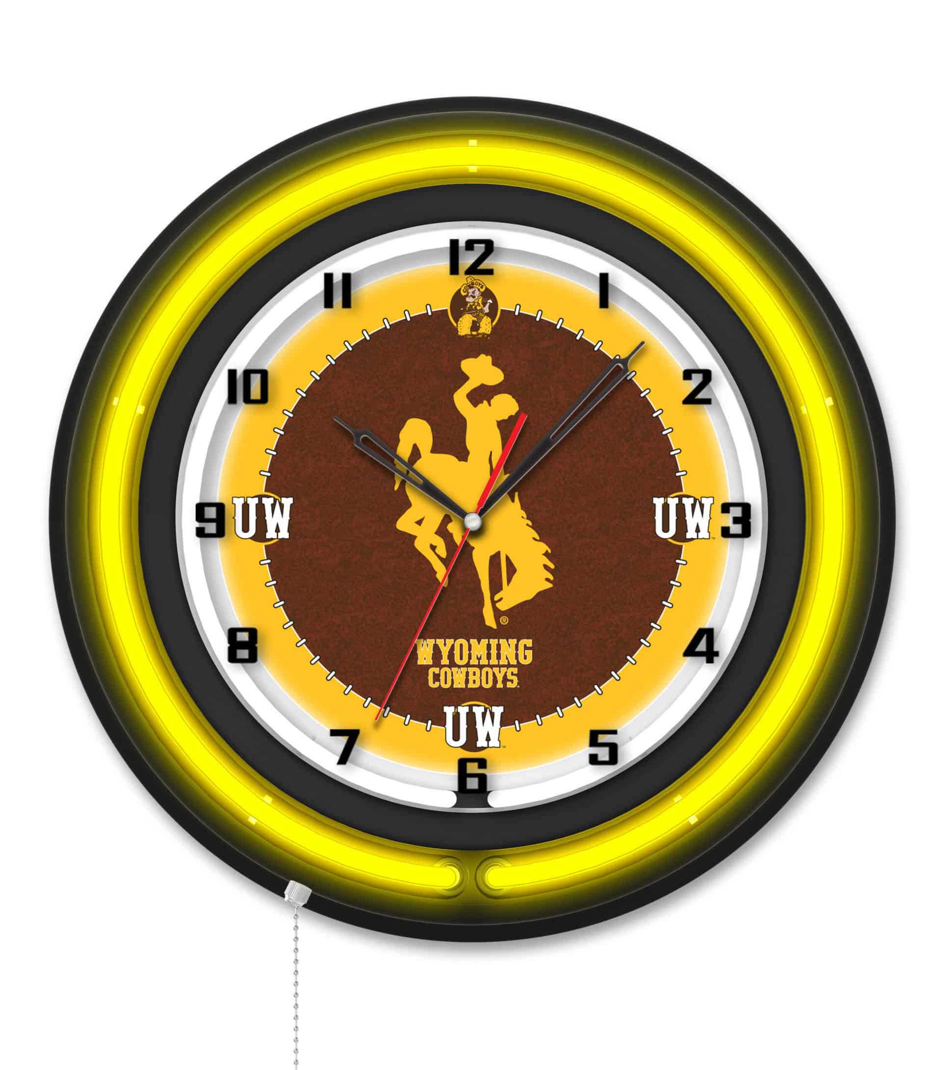 University of Wyoming 19-Inch Neon Logo Clock in Black 6 University of Wyoming 19-Inch Neon Logo Clock in Black