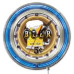 Beer 5 Cents 19-Inch Neon Logo Clock in Chrome