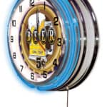 Beer 5 Cents 19-Inch Neon Logo Clock in Chrome