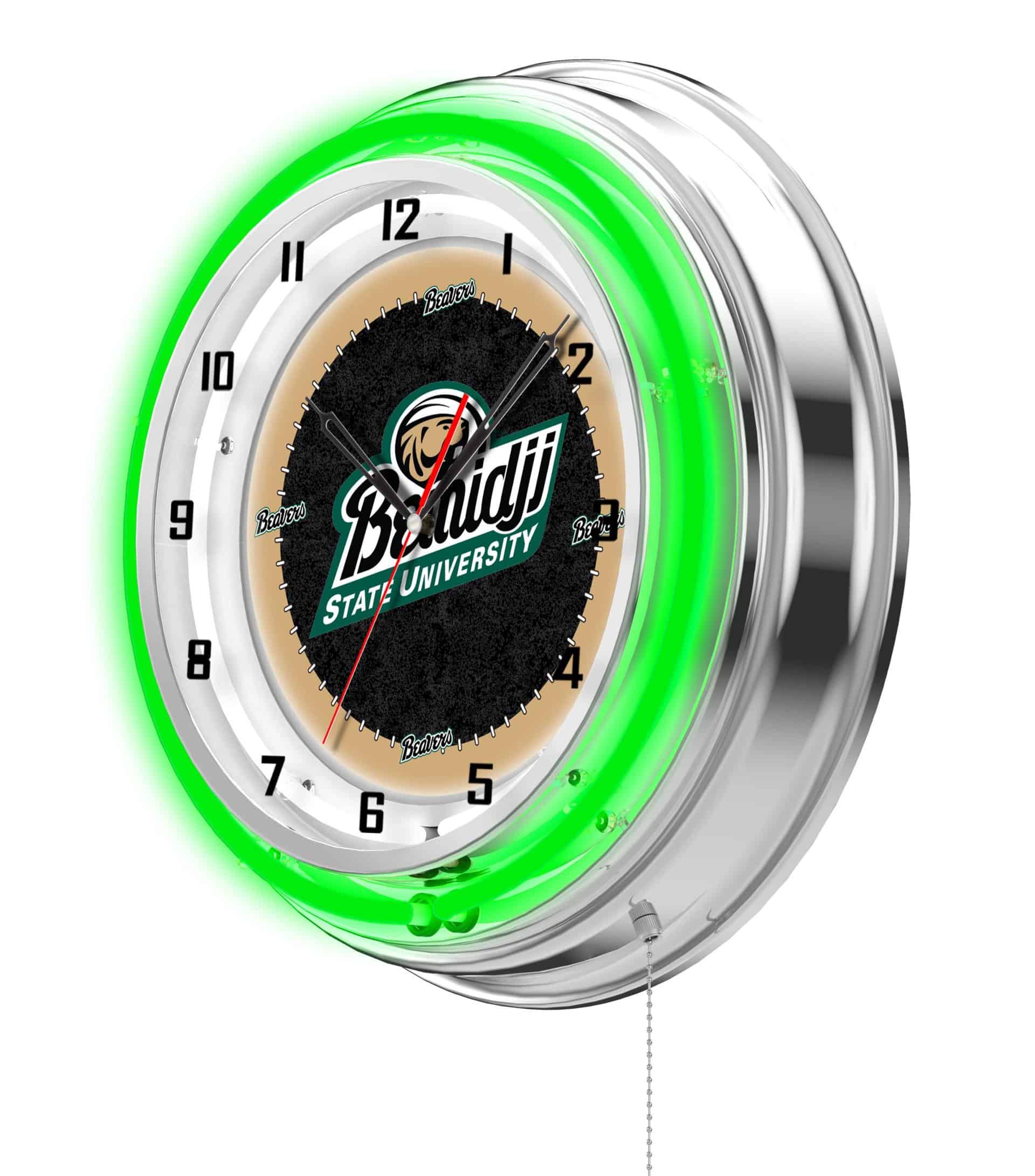 Bemidji State University 19-Inch Neon Logo Clock in Chrome 7 Bemidji State University 19-Inch Neon Logo Clock in Chrome