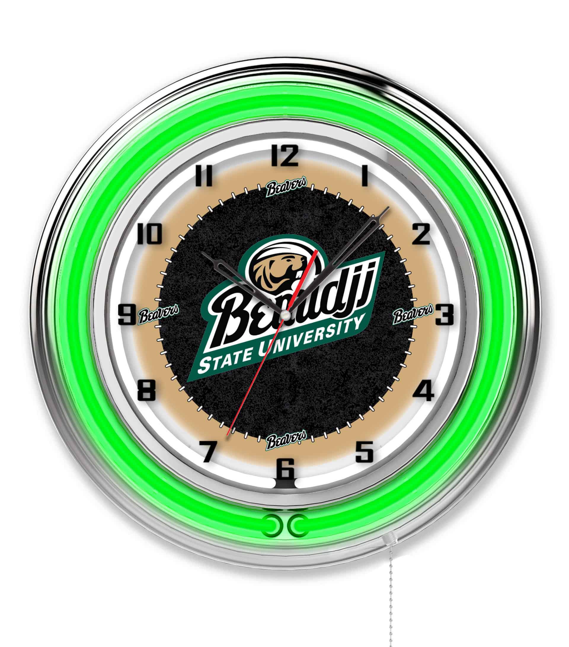 Bemidji State University 19-Inch Neon Logo Clock in Chrome 6 Bemidji State University 19-Inch Neon Logo Clock in Chrome