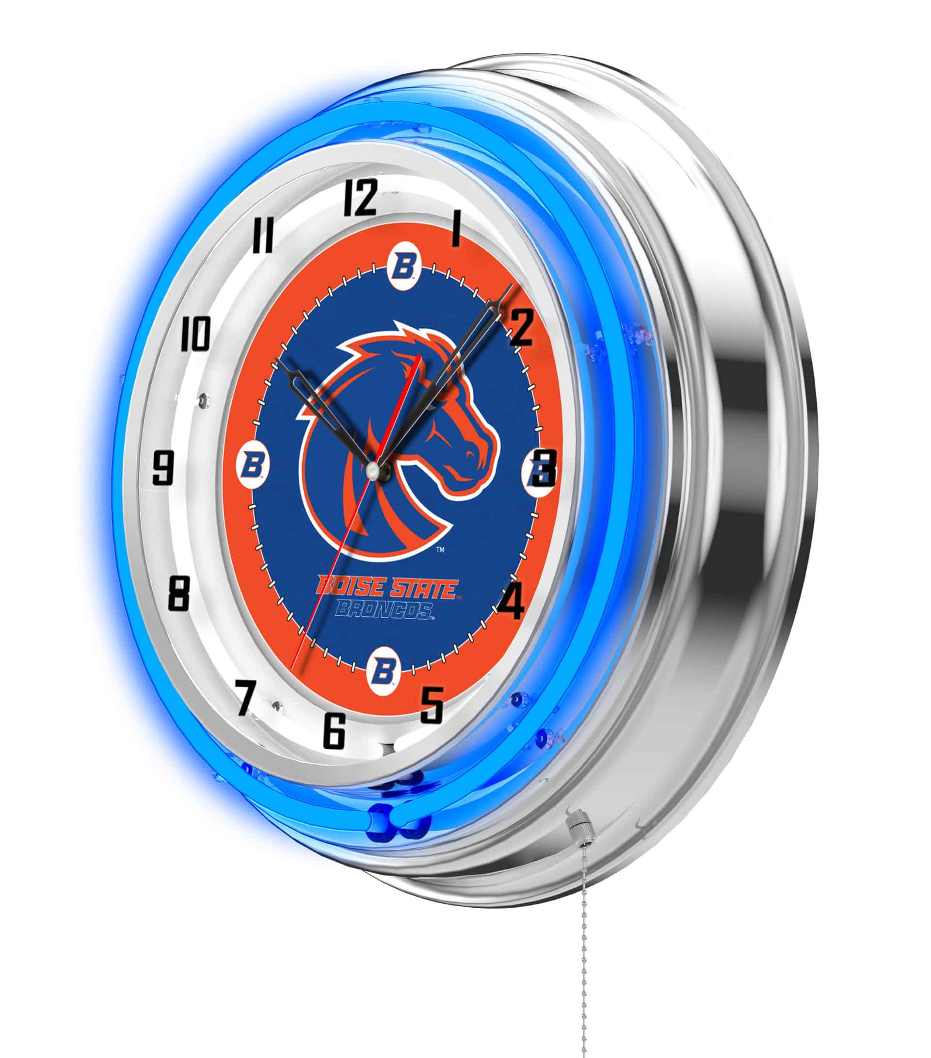 Boise State University 19-Inch Neon Logo Clock in Chrome 7 Boise State University 19-Inch Neon Logo Clock in Chrome