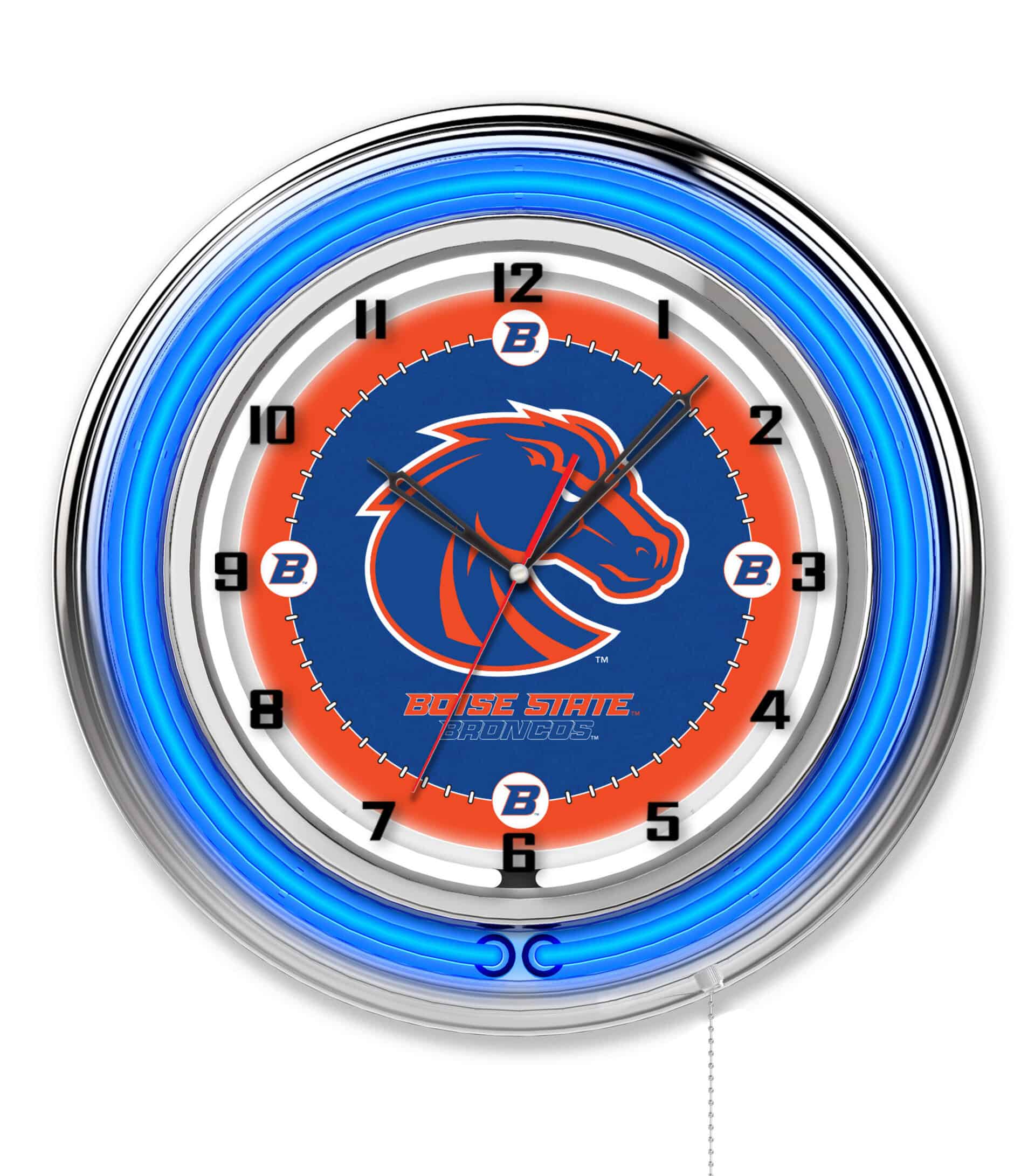 Boise State University 19-Inch Neon Logo Clock in Chrome 6 Boise State University 19-Inch Neon Logo Clock in Chrome