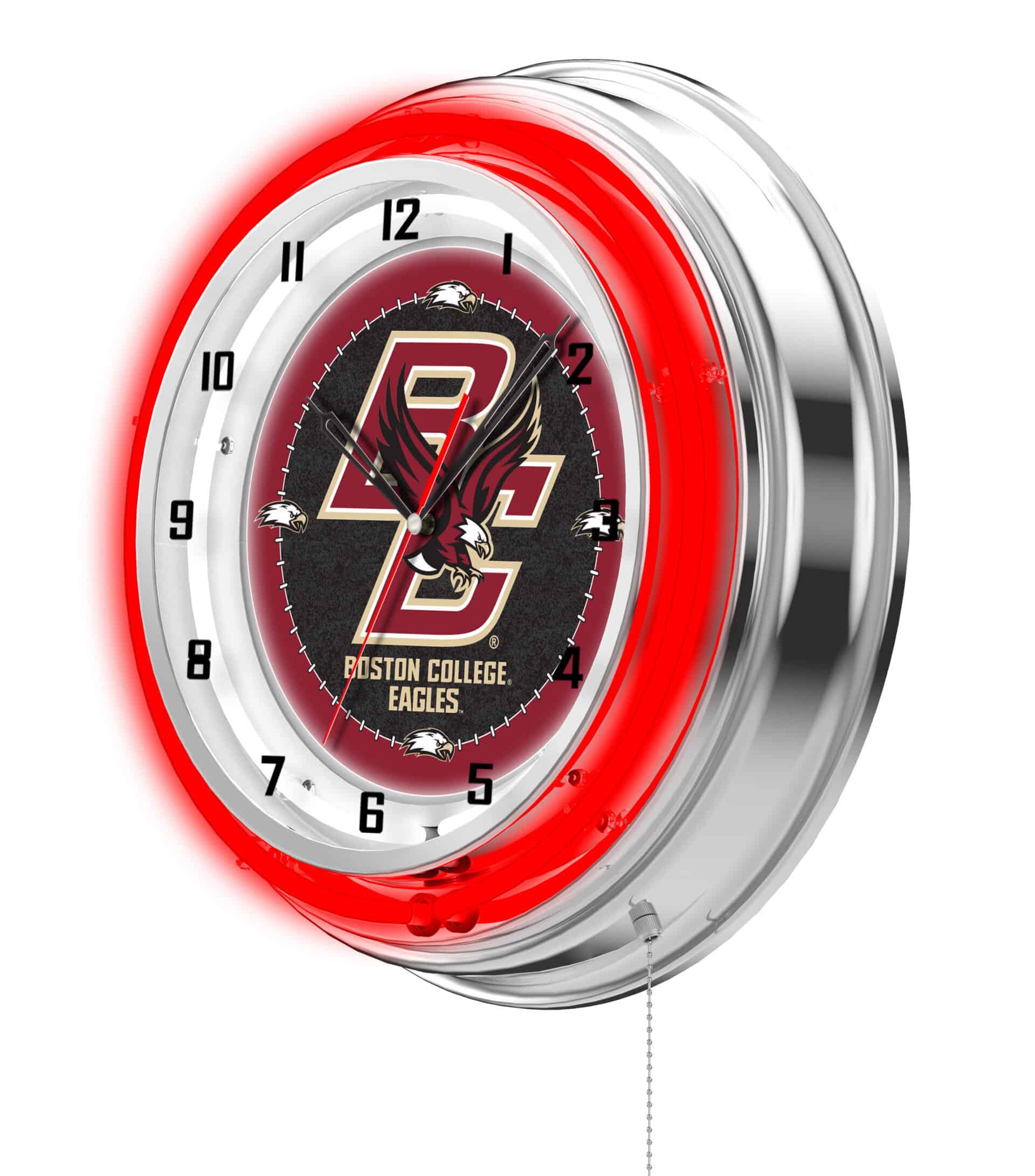 Boston College 19-Inch Neon Logo Clock in Chrome 7 Boston College 19-Inch Neon Logo Clock in Chrome