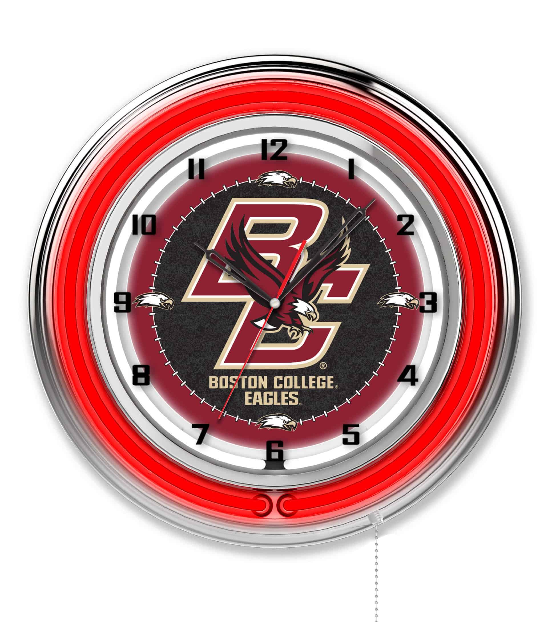 Boston College 19-Inch Neon Logo Clock in Chrome 6 Boston College 19-Inch Neon Logo Clock in Chrome