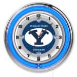 Brigham Young University 19-Inch Neon Logo Clock in Chrome